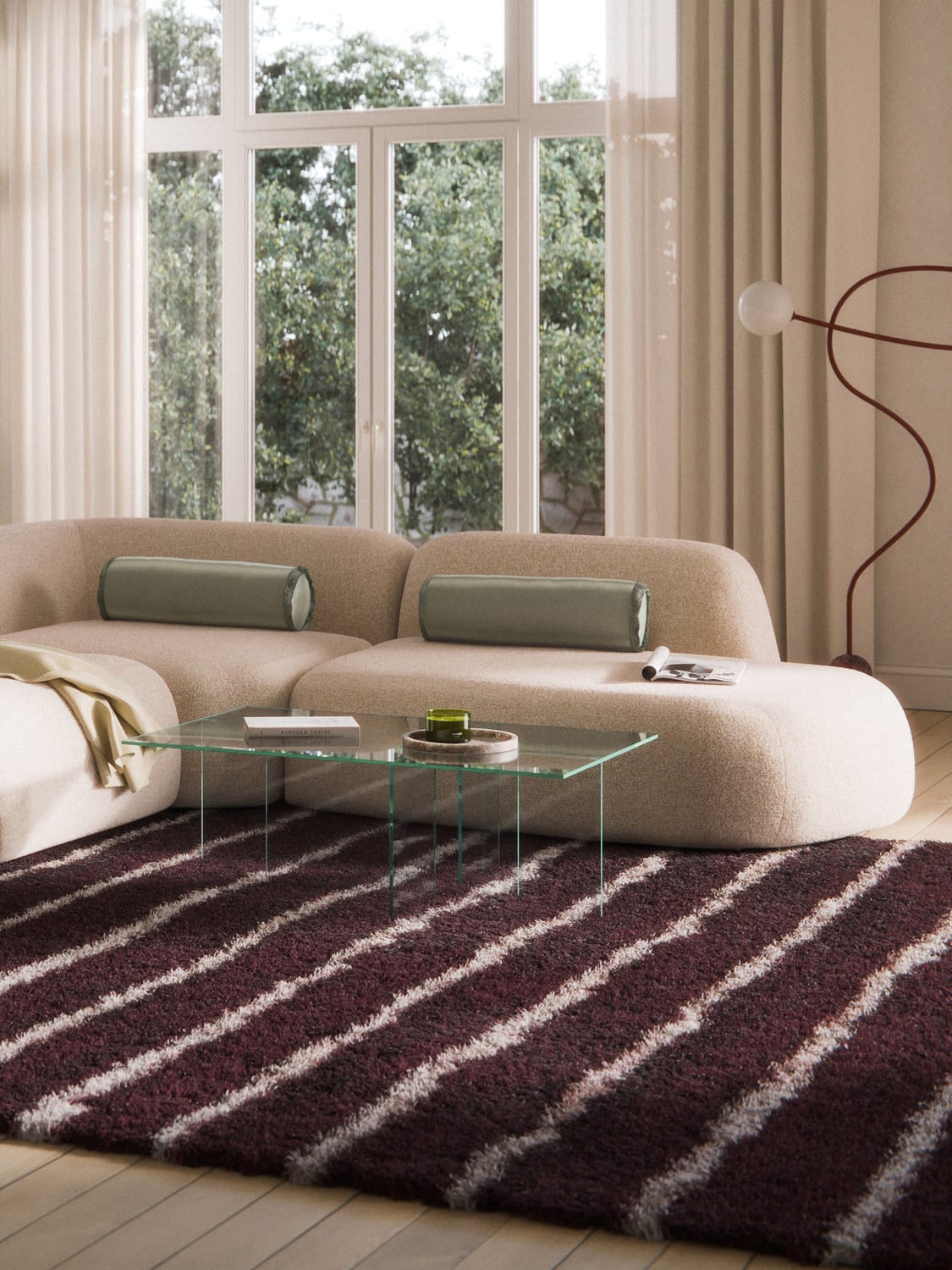 Wolke Bouclé-Chaise-Module — Rose