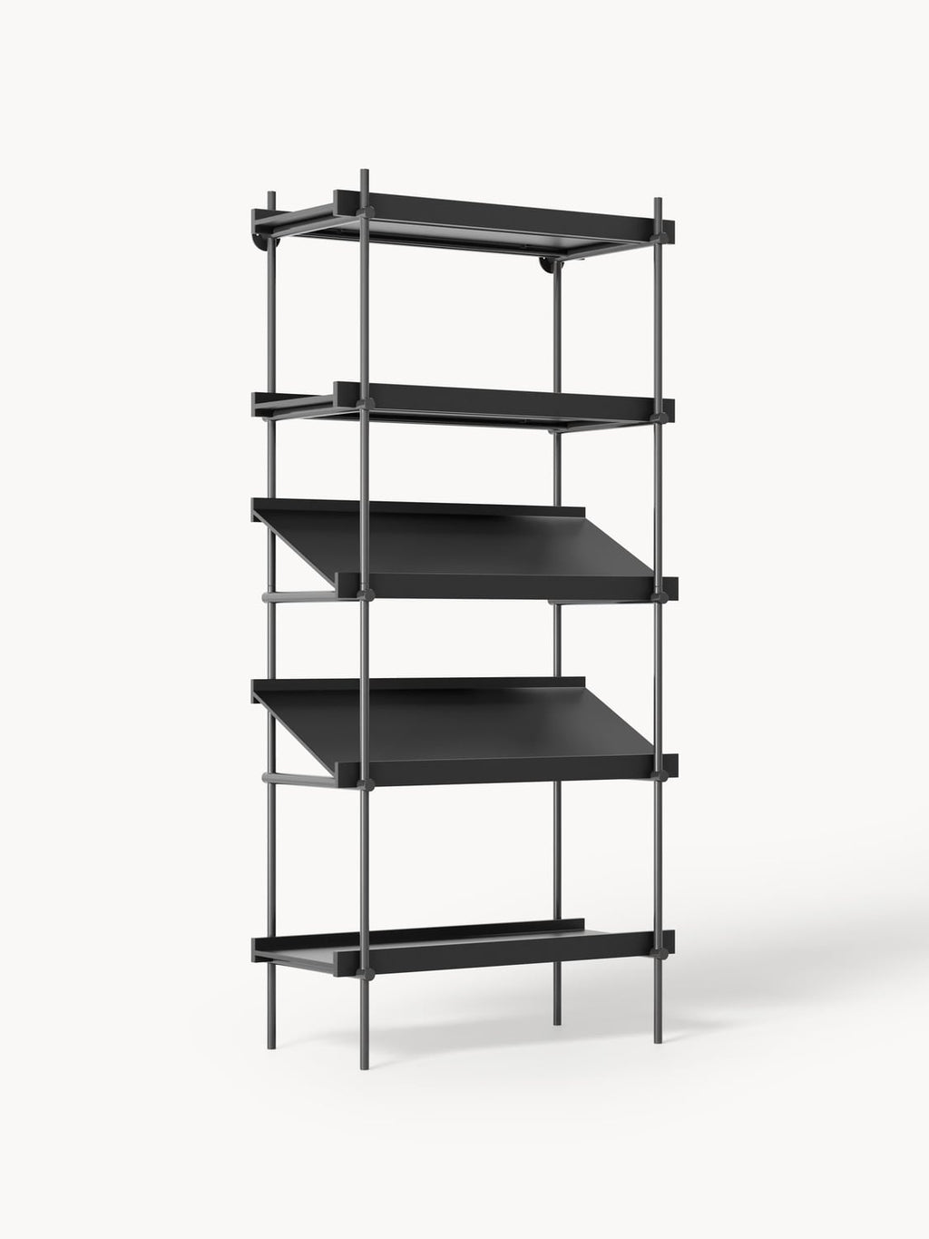 Rio Tall Shelving Unit with Sloped Shelves — Dark Grey