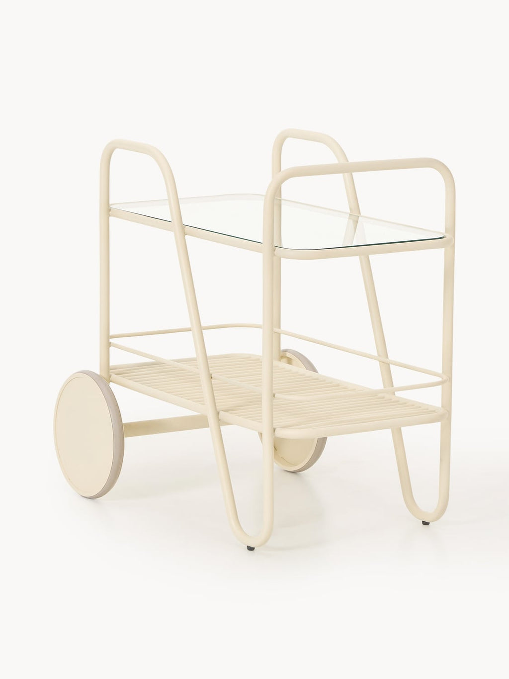Giovanni Metal Serving Trolley with Glass Top — Cream