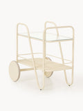 Giovanni Metal Serving Trolley with Glass Top — Cream