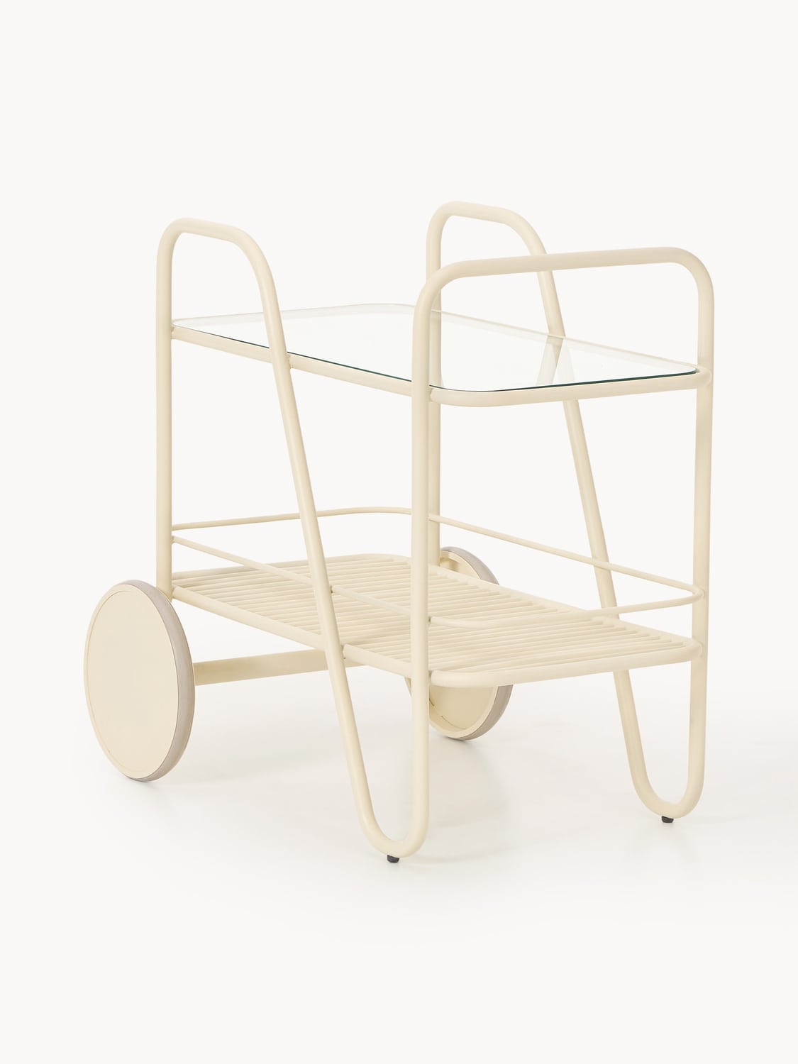 Giovanni Metal Serving Trolley with Glass Top — Cream