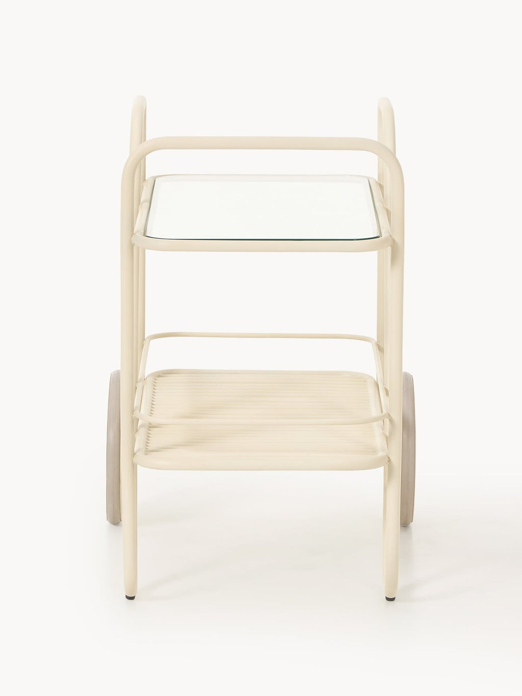 Giovanni Metal Serving Trolley with Glass Top — Cream