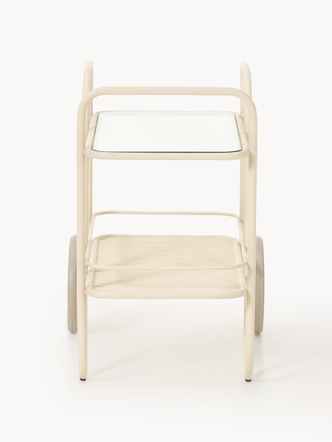 Giovanni Metal Serving Trolley with Glass Top — Cream