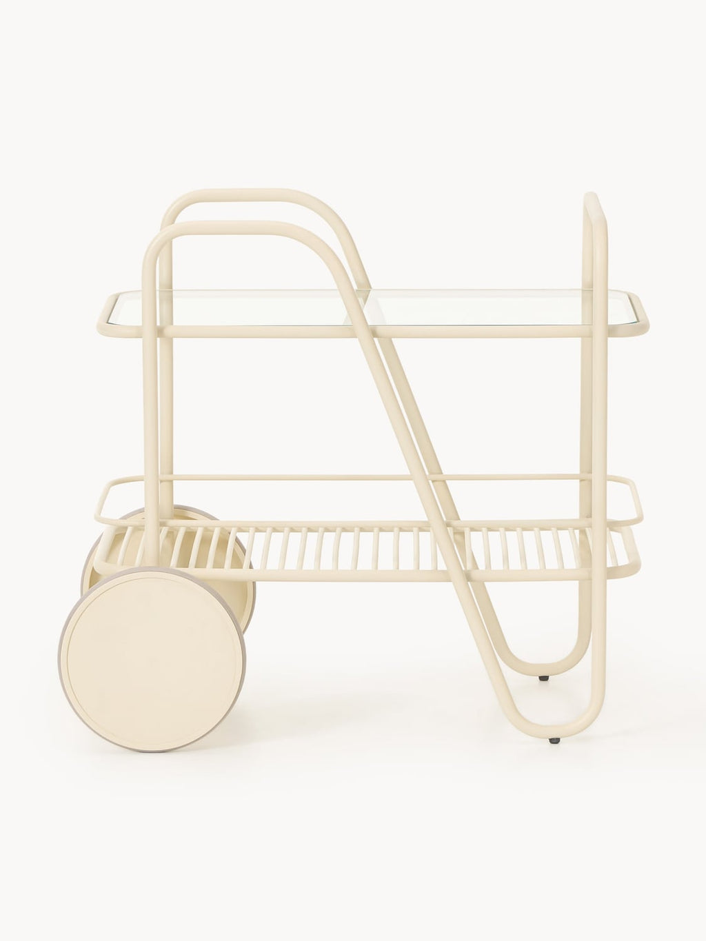 Giovanni Metal Serving Trolley with Glass Top — Cream