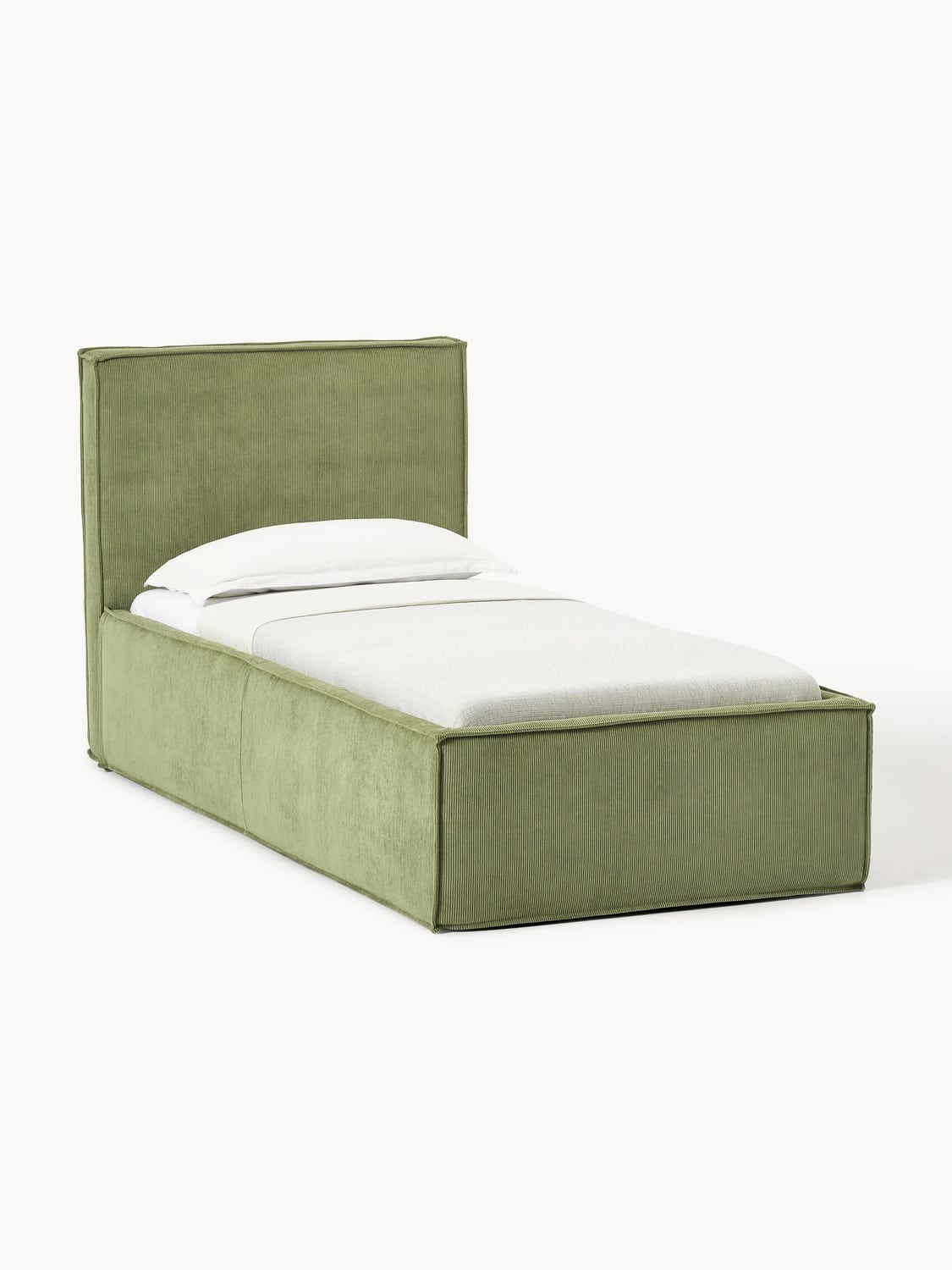 Dream Corduroy-Single Bed with Storage — Sage