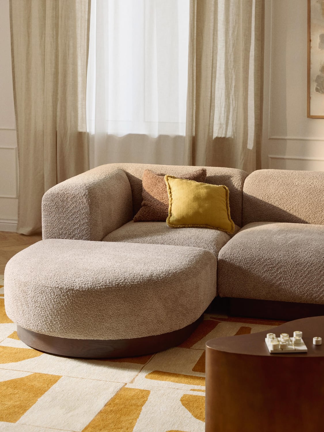 Natalie Sofa Ottoman in Teddy Bouclé — Warm Grey