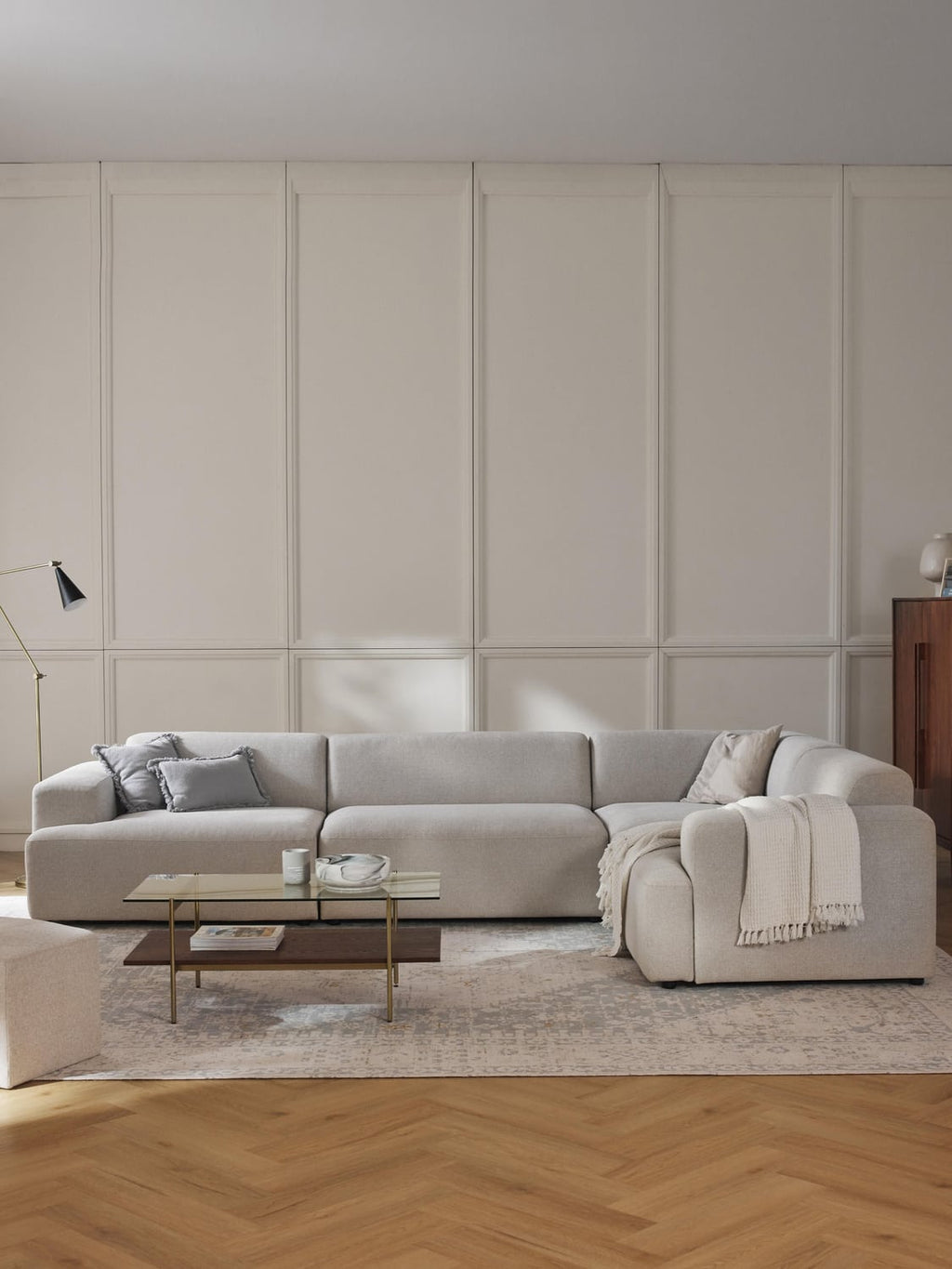 Melva Large Corner Sofa (4-seater) — Off-White