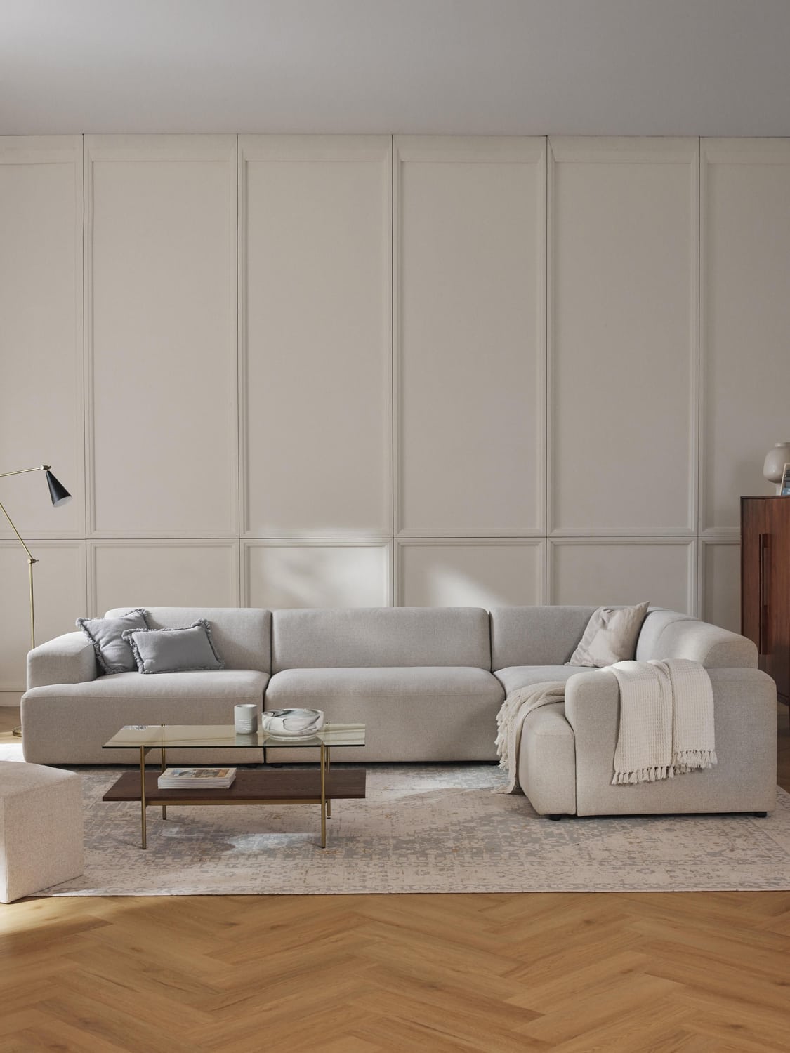 Melva Large Corner Sofa (4-seater) — Off-White