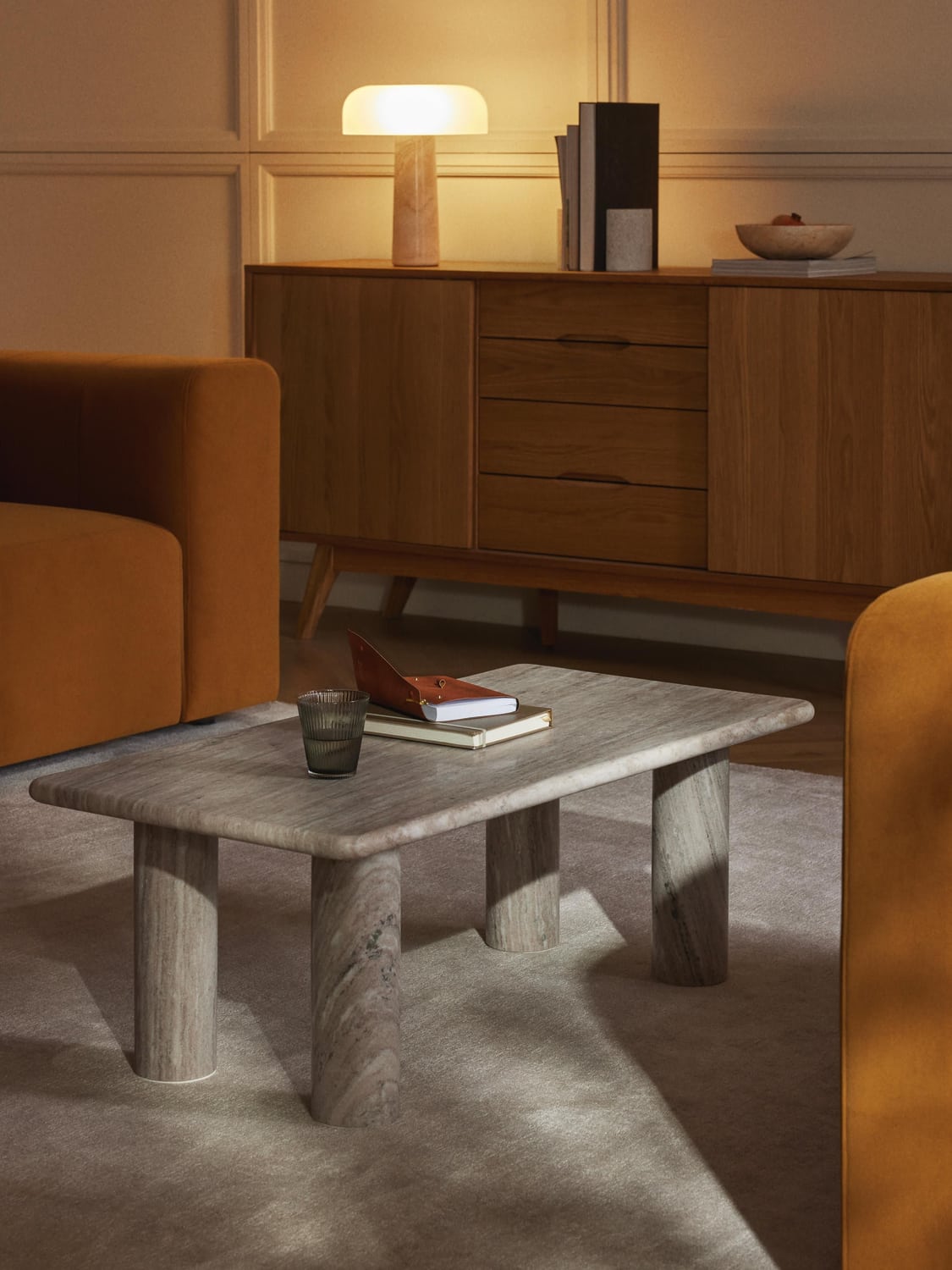 Mabel Marble-Coffee Table — Sand Beige