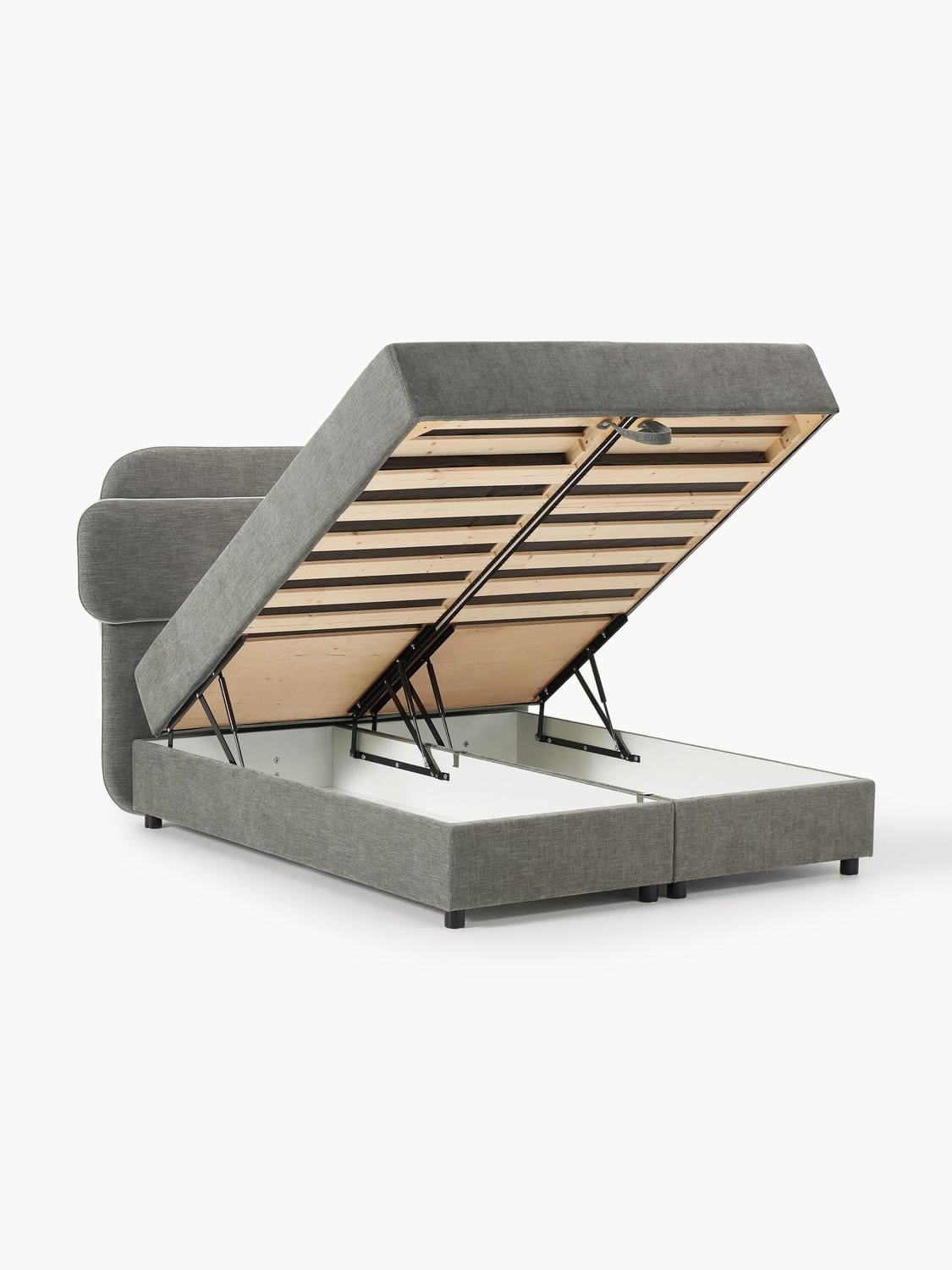 Enrica Box-Spring Bed with Storage — Mushroom