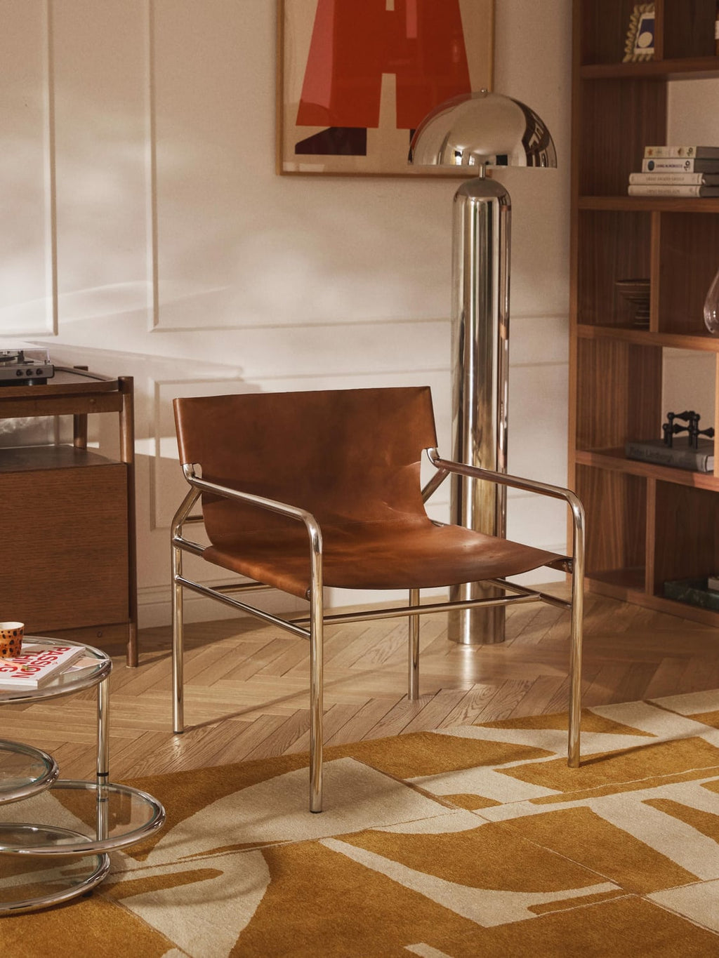 Dion Leather-Armchair — Warm Grey