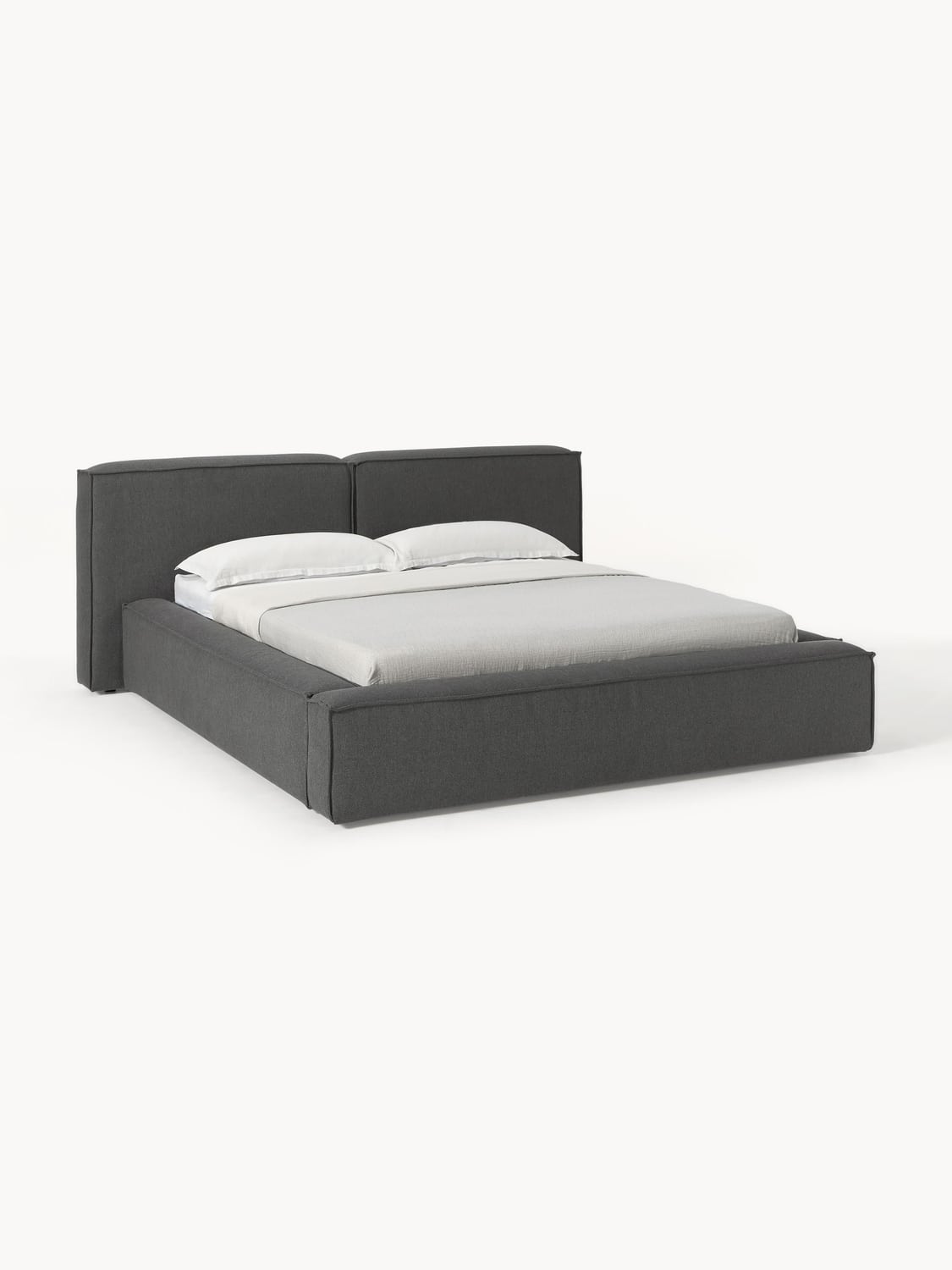 Lennon Upholstered Bed with Storage — Taupe