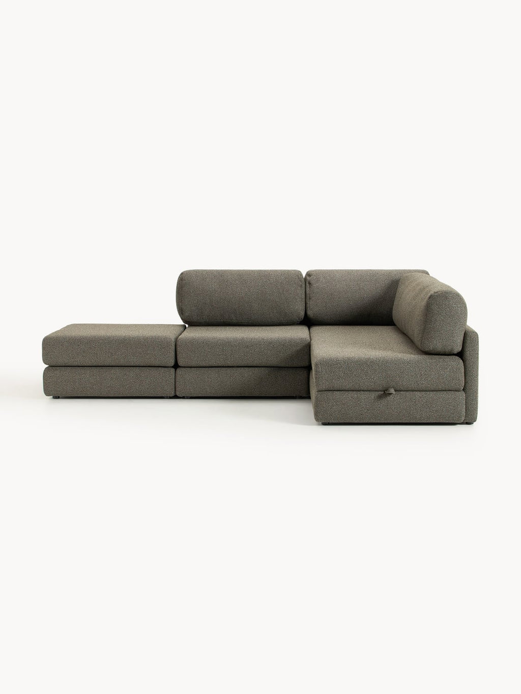 Ladina Bouclé-Corner Sofa Bed with Storage — Slate Grey