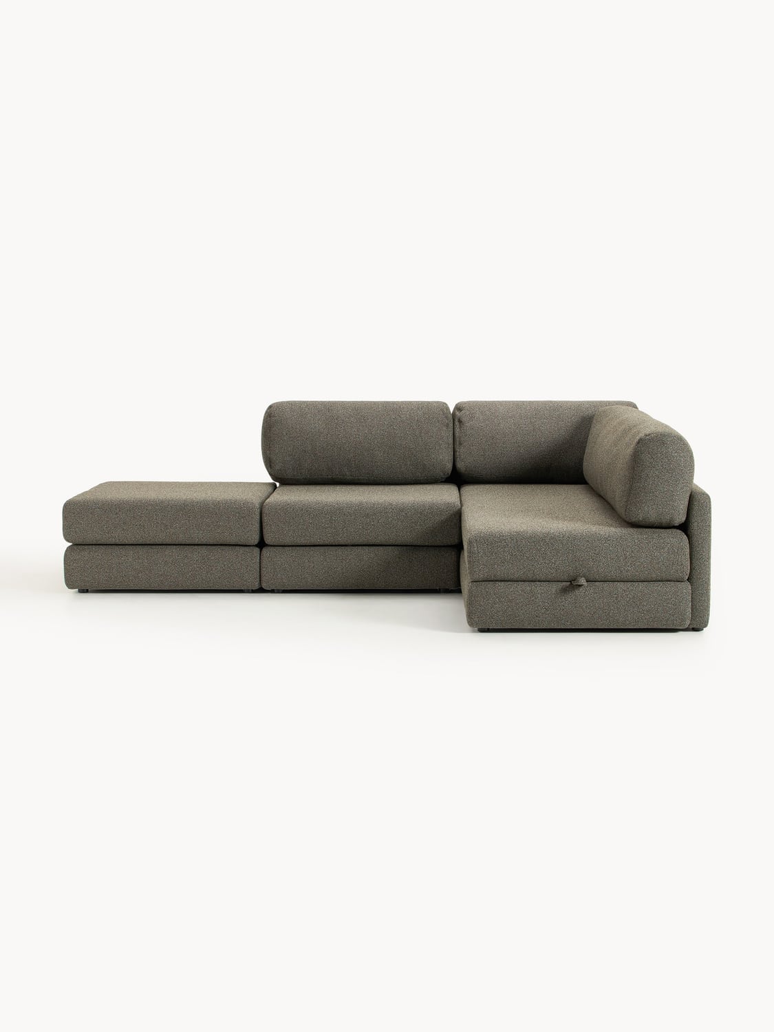 Ladina Bouclé-Corner Sofa Bed with Storage — Slate Grey