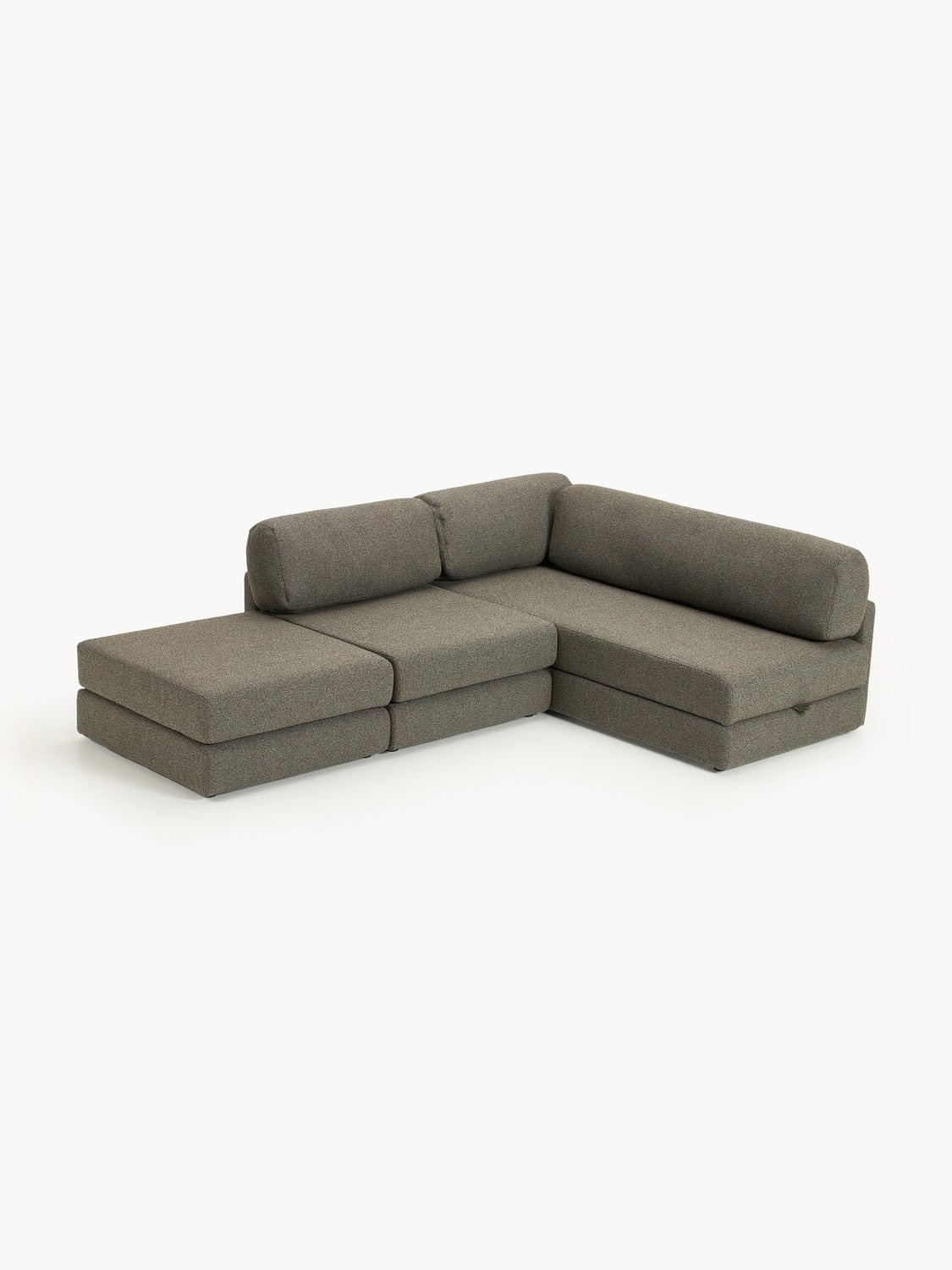 Ladina Bouclé-Corner Sofa Bed with Storage — Slate Grey