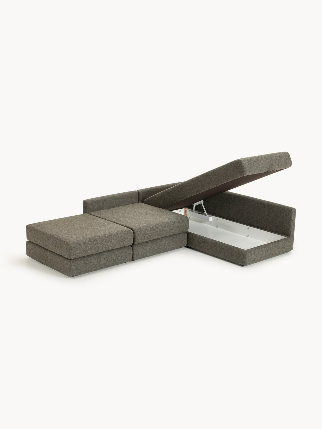 Ladina Bouclé-Corner Sofa Bed with Storage — Slate Grey
