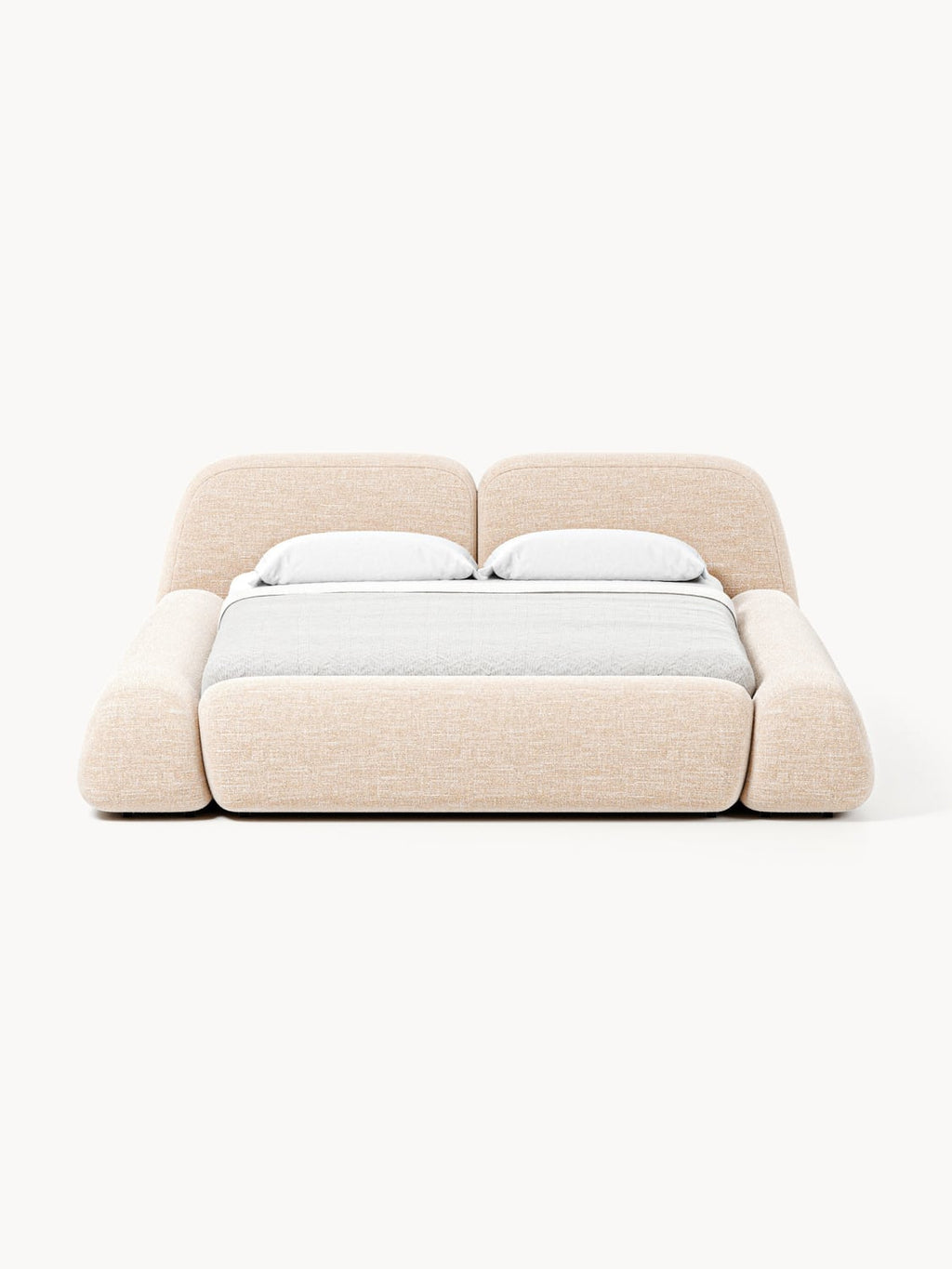 Wolke Bouclé Upholstered Bed with Storage — Ivory