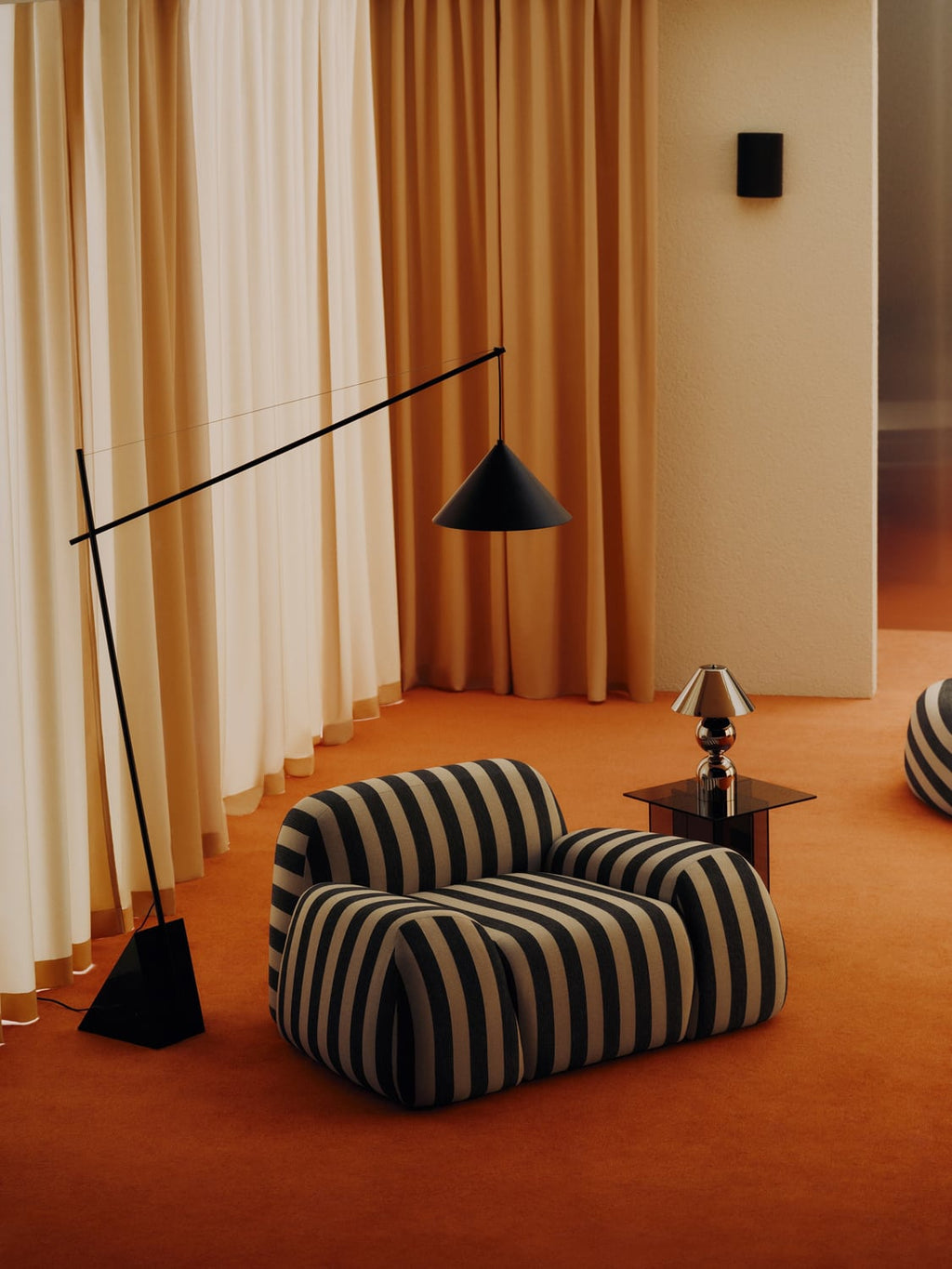 Wolke Striped Lounge Chair — Taupe