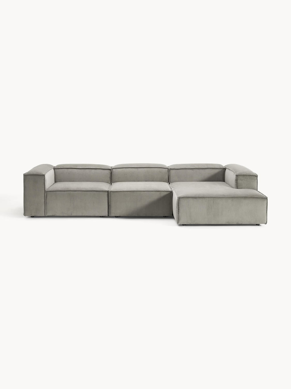 Lennon Modular Corner Sofa (4-seater) in Corduroy — Warm Grey