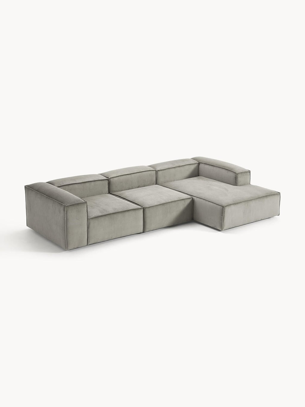 Lennon Modular Corner Sofa (4-seater) in Corduroy — Warm Grey