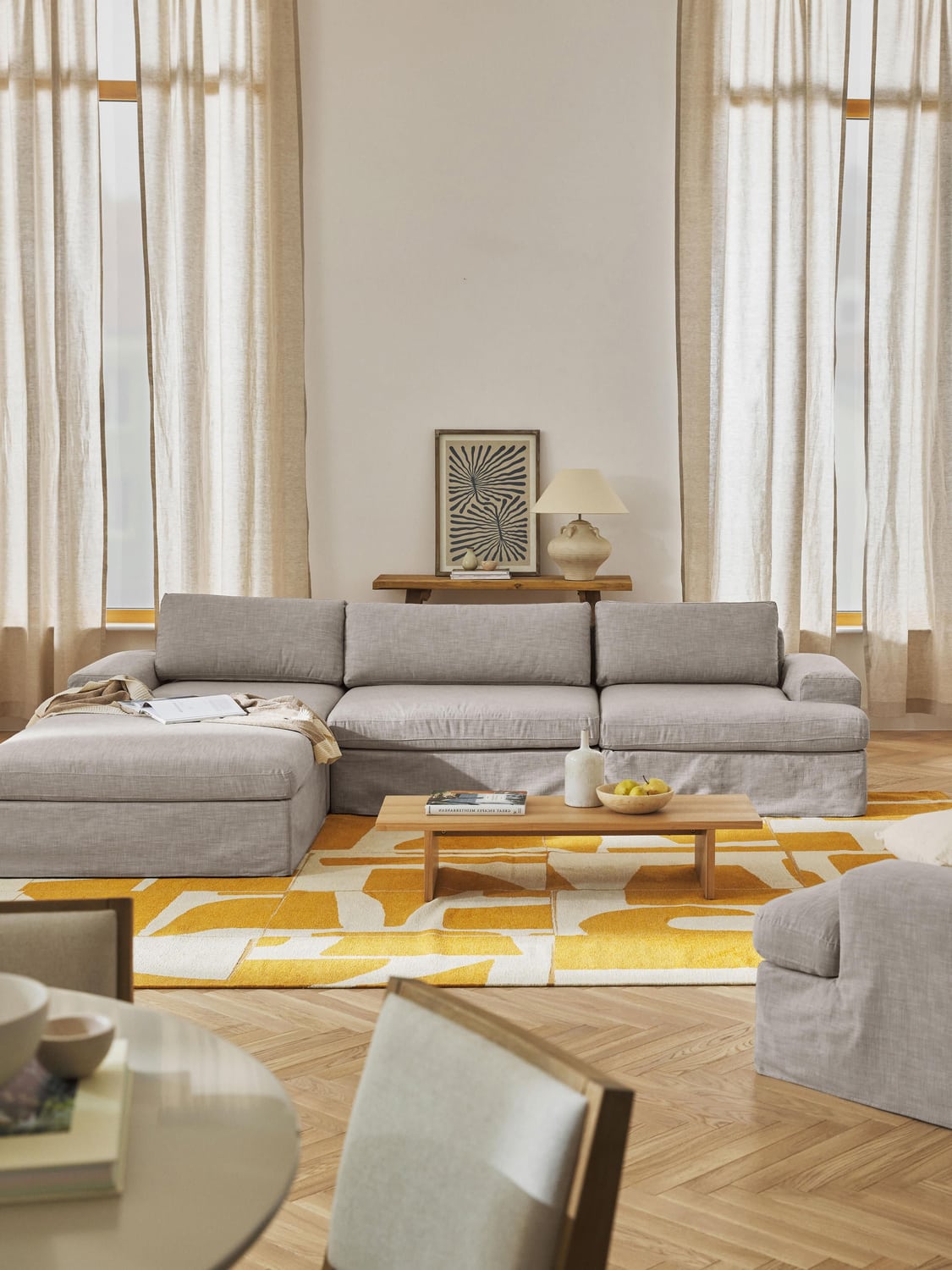 Russell Modular Sofa (4-seater) with Ottoman (left/right) — Grey