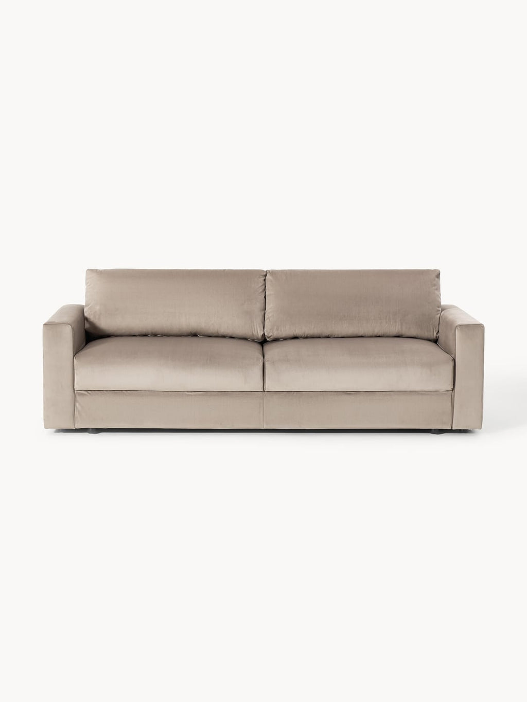 Tasha Velvet-Sofa Bed (3-seater) with Storage — Warm Grey