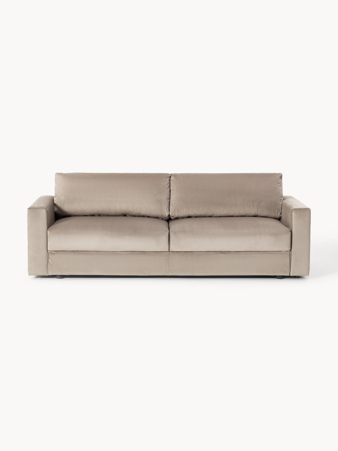 Tasha Velvet-Sofa Bed (3-seater) with Storage — Warm Grey