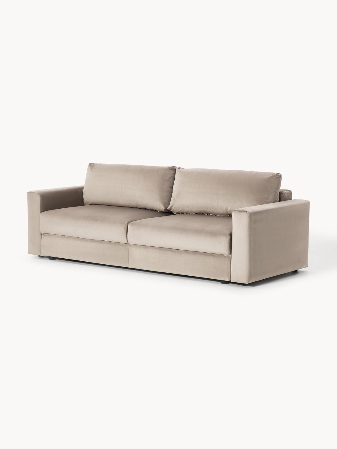 Tasha Velvet-Sofa Bed (3-seater) with Storage — Warm Grey