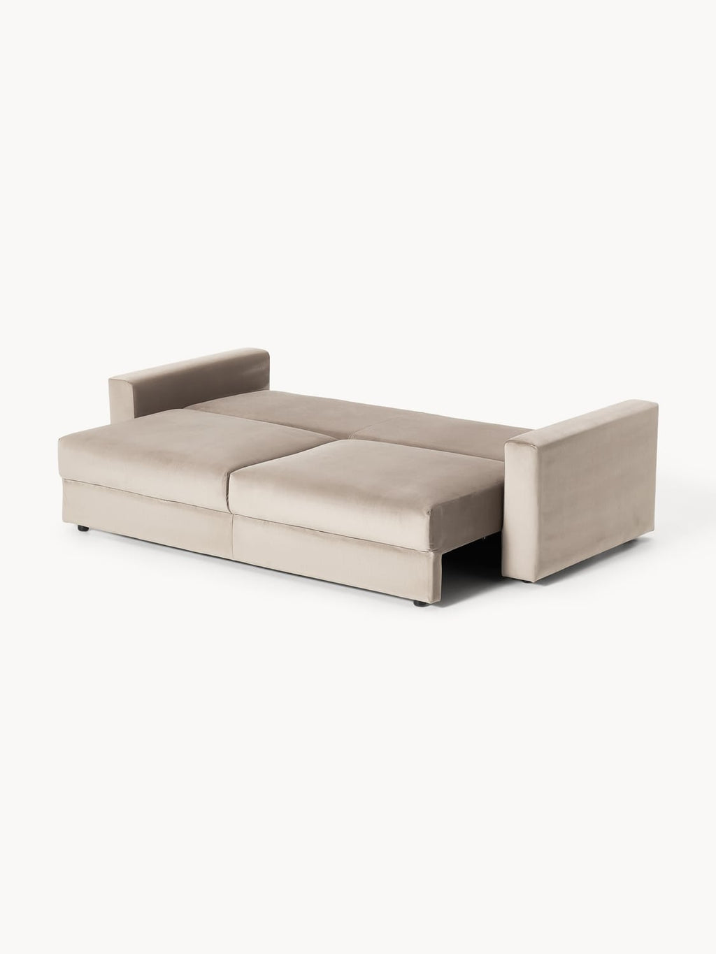 Tasha Velvet-Sofa Bed (3-seater) with Storage — Warm Grey
