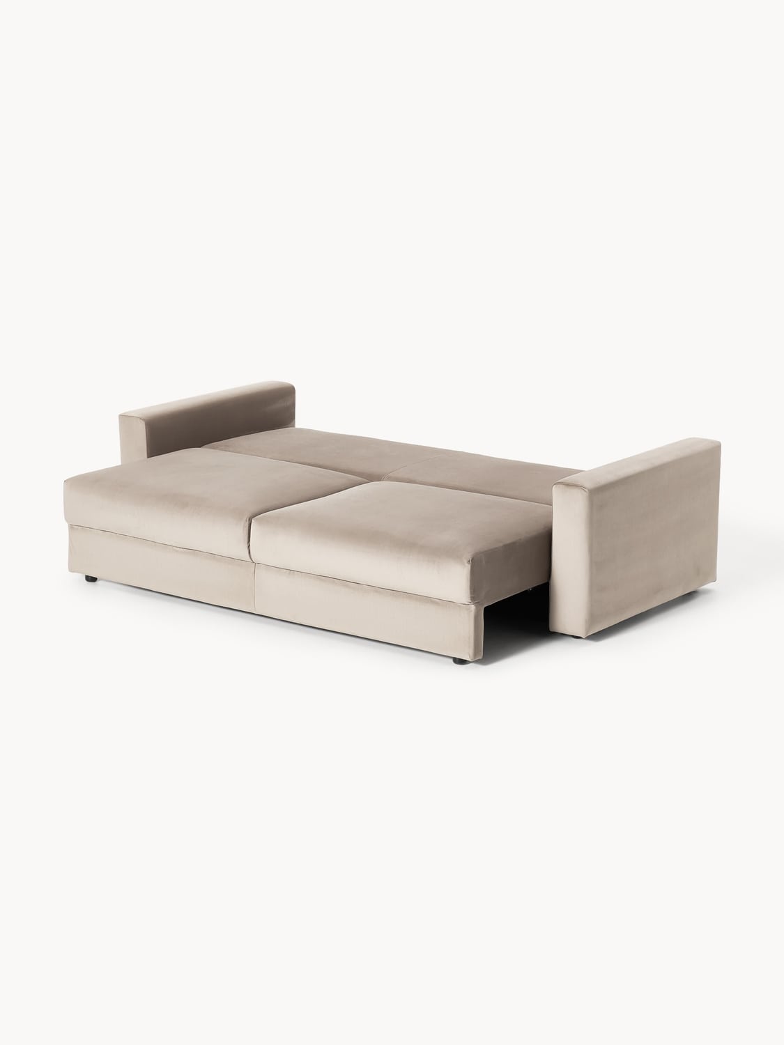 Tasha Velvet-Sofa Bed (3-seater) with Storage — Warm Grey