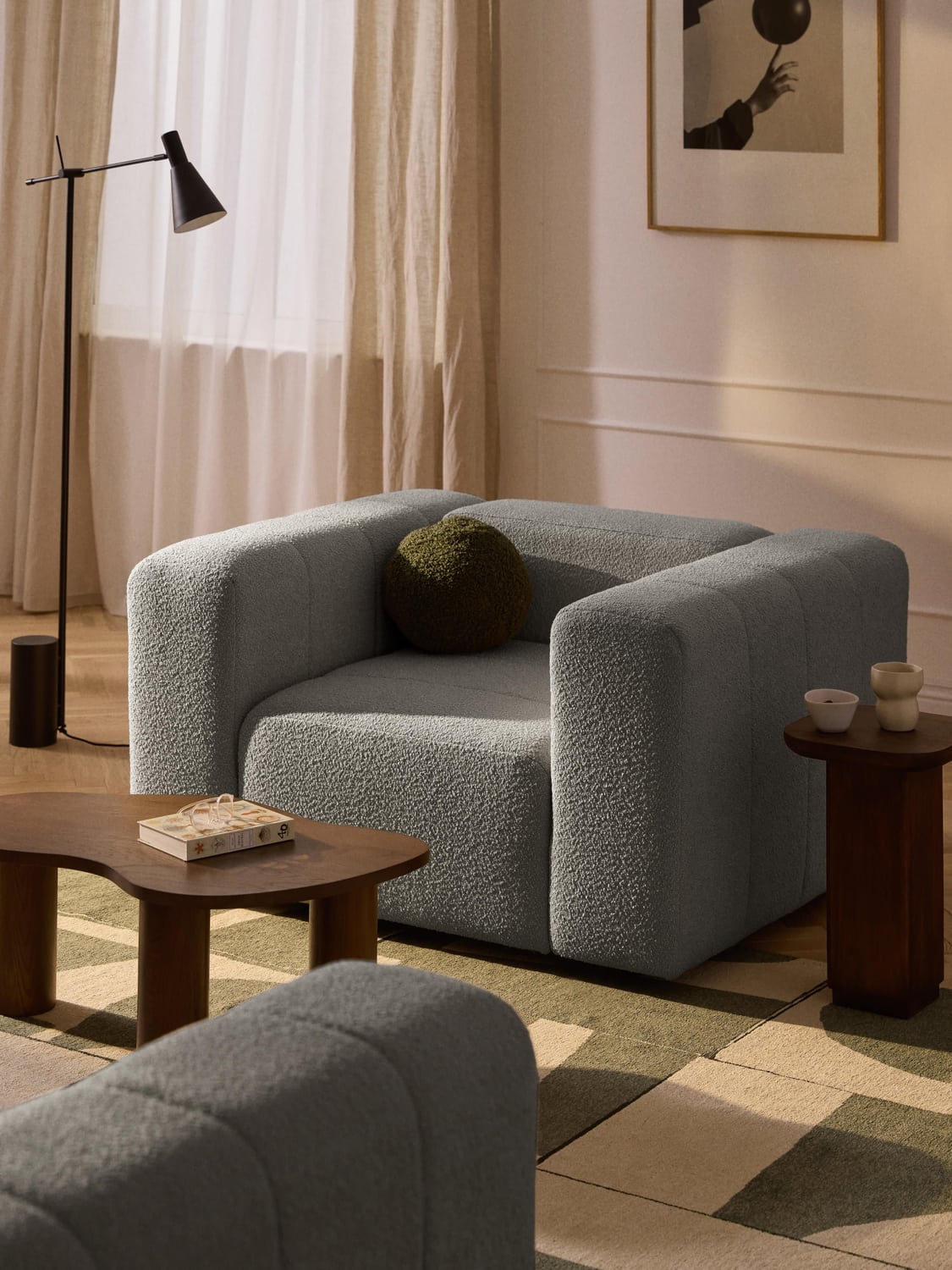 Lena Bouclé Lounge Chair — Taupe