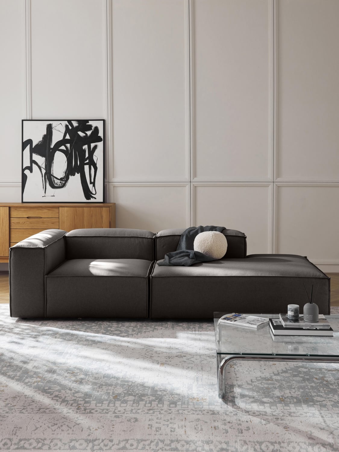 Lennon Modular Ottoman — Dark Grey