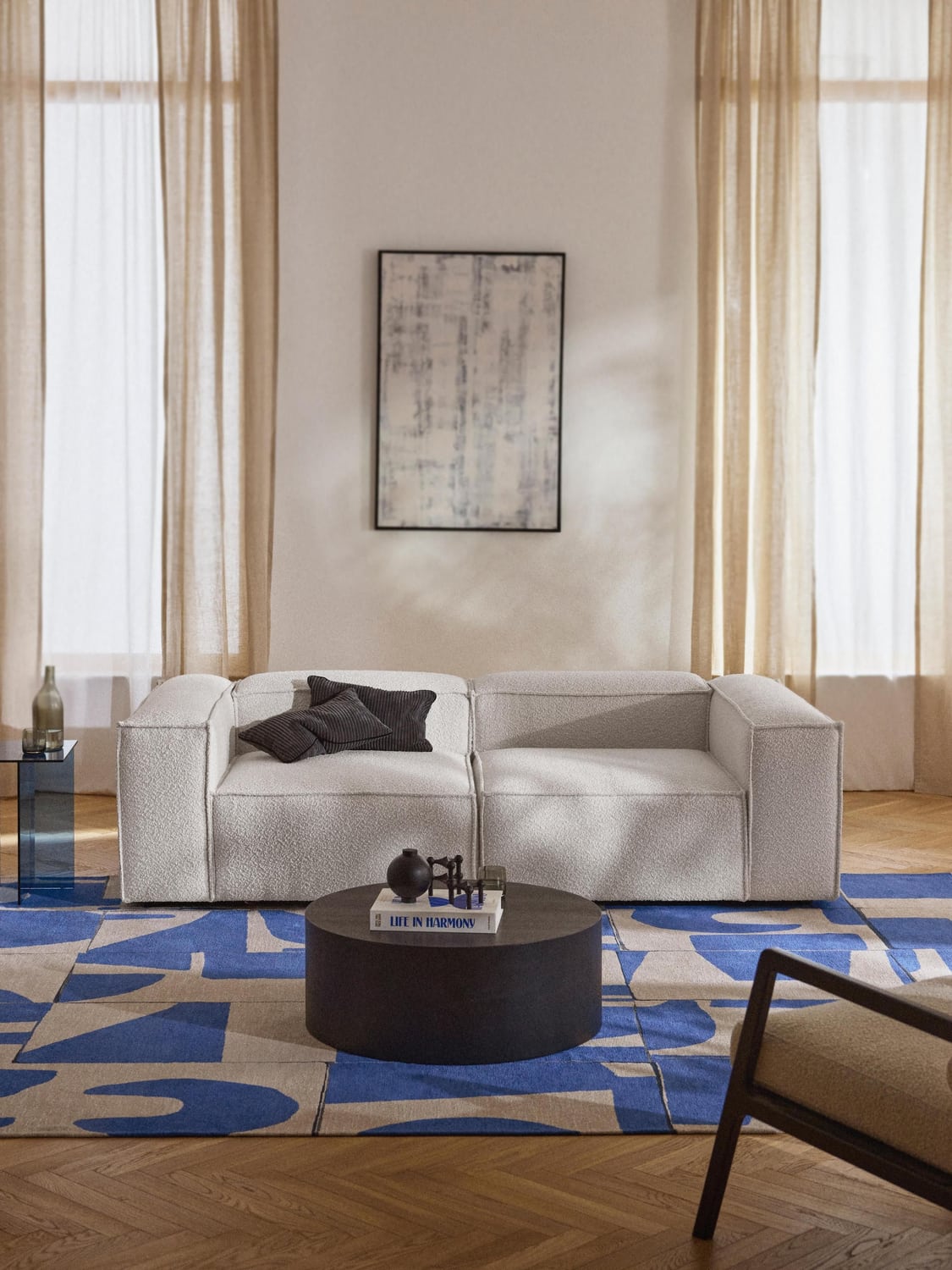 Lennon Modular Sofa (3-seater) in Bouclé — Light Grey