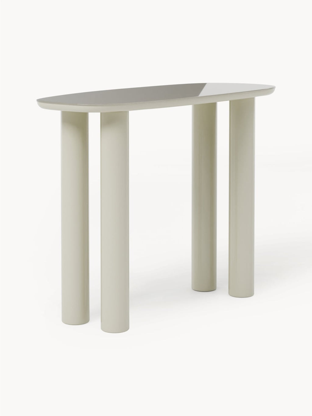 Beni Console Table with Glass Top — Light Grey