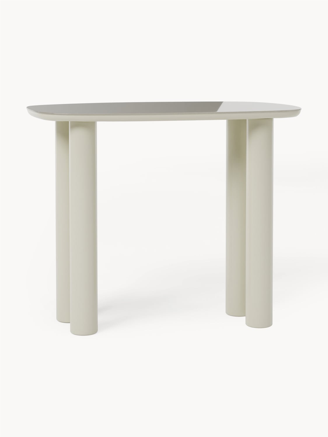 Beni Console Table with Glass Top — Light Grey