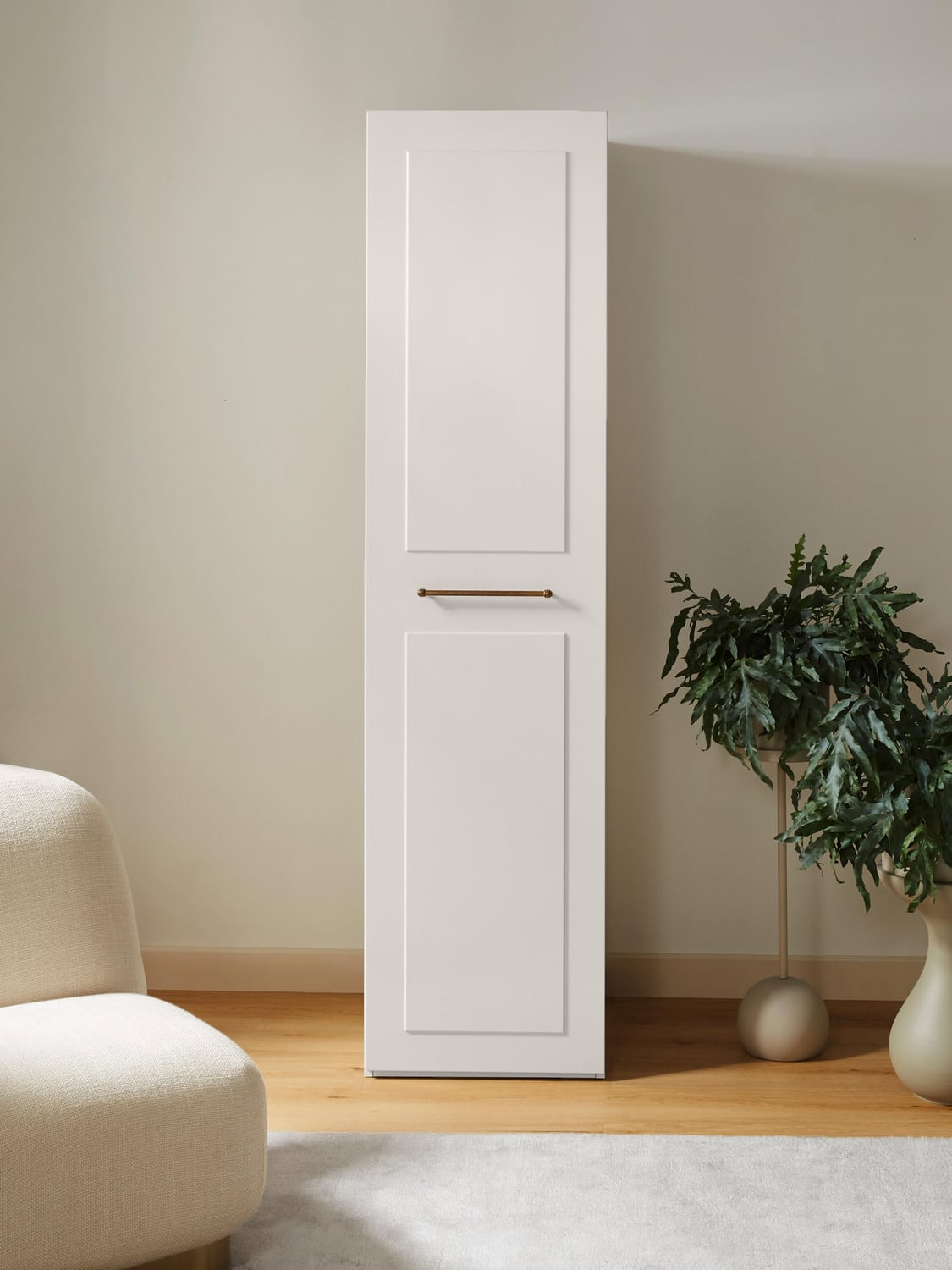 Charlotte Modular Hinged-Door Wardrobe, 50 cm Width, in various sizes — Off-White