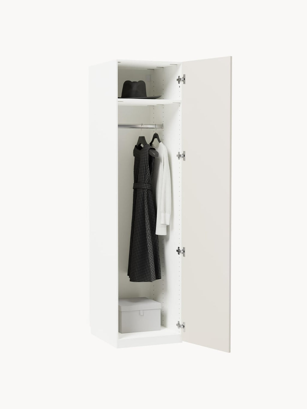 Charlotte Modular Hinged-Door Wardrobe, 50 cm Width, in various sizes — Off-White