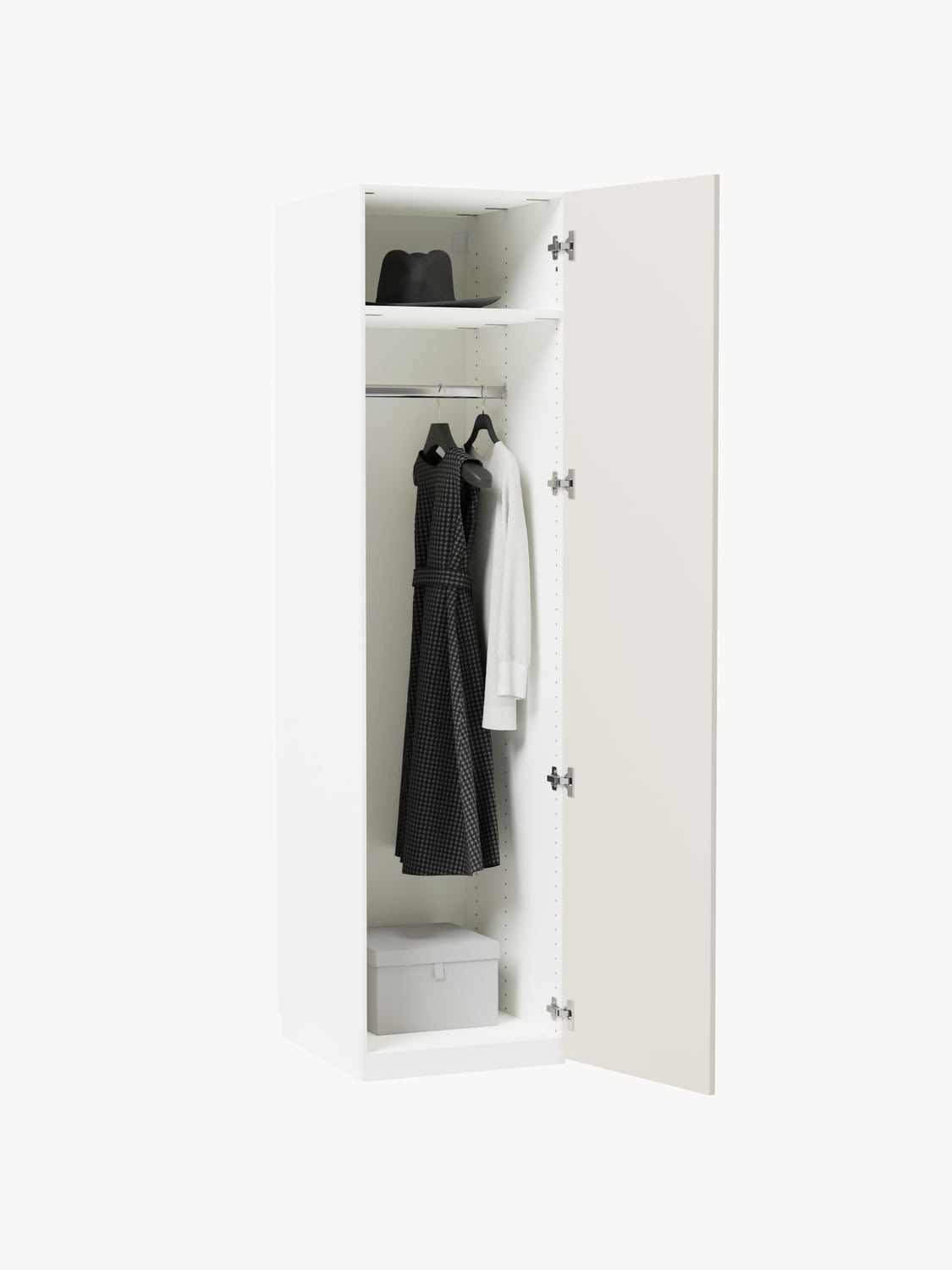 Charlotte Modular Hinged-Door Wardrobe, 50 cm Width, in various sizes — Off-White