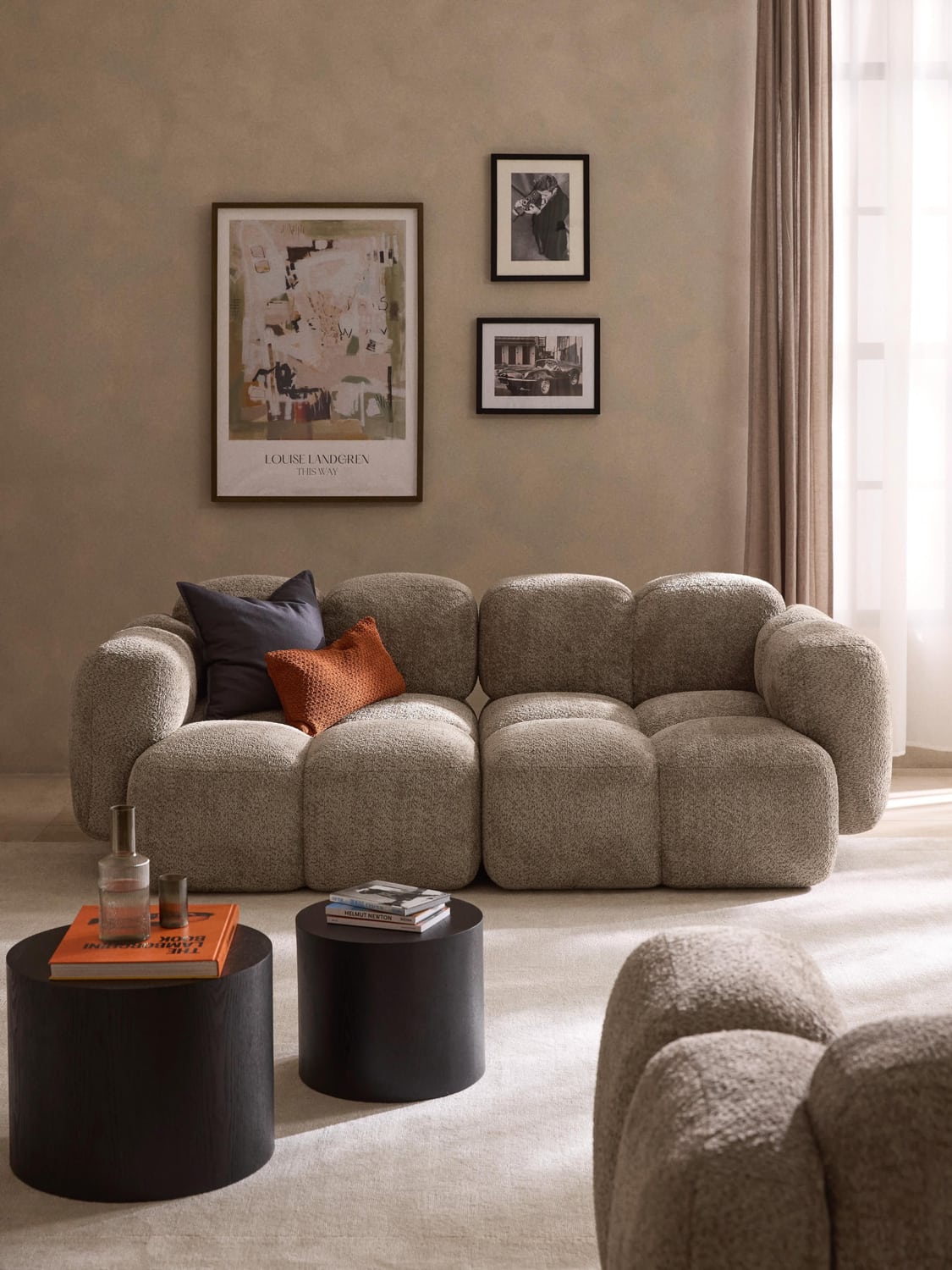 Tayla Modular Sofa (3-seater) in Teddy Bouclé — Taupe