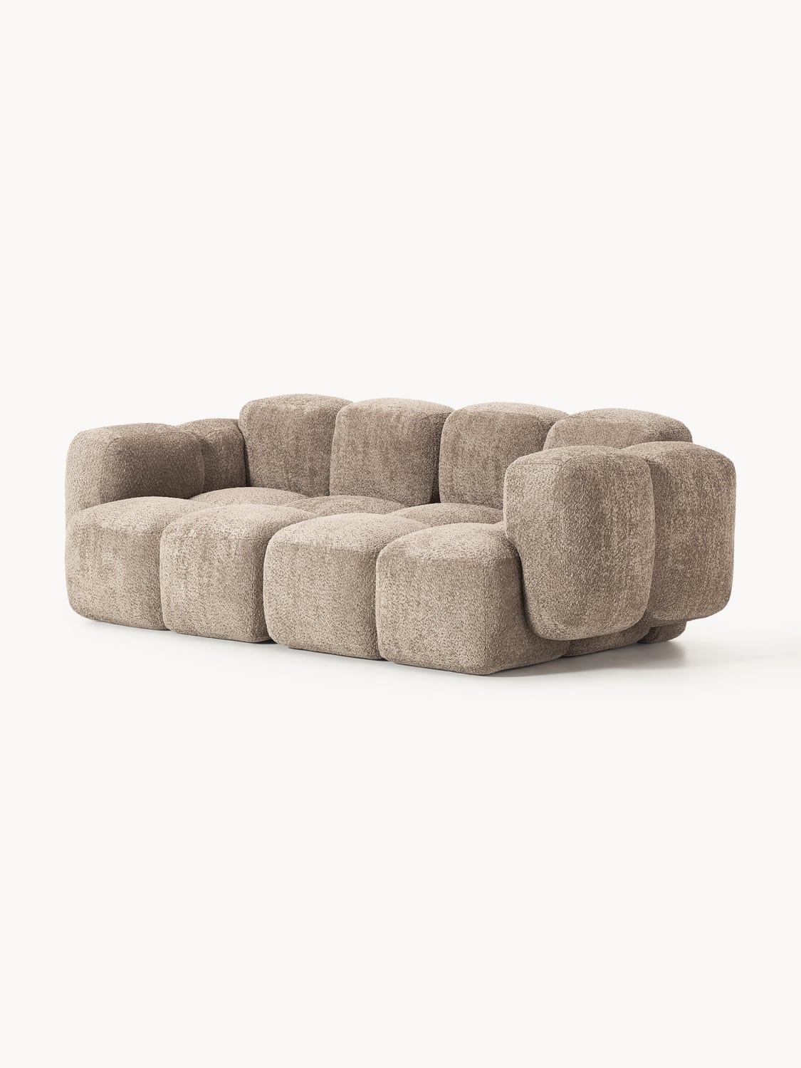 Tayla Modular Sofa (3-seater) in Teddy Bouclé — Taupe