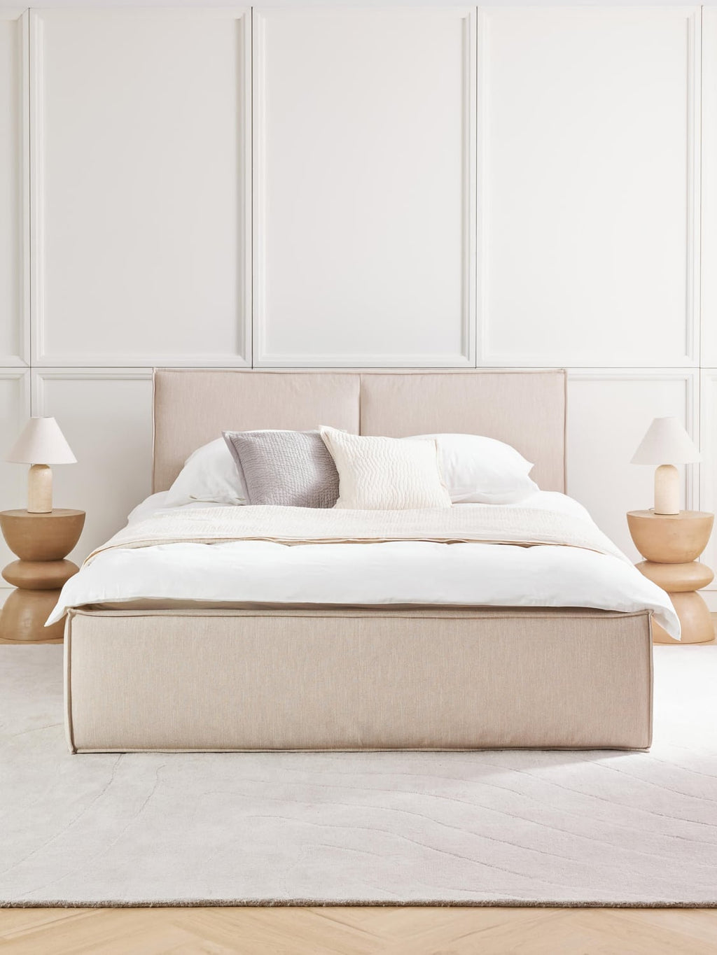 Dream Upholstered Bed with Storage — Oatmeal