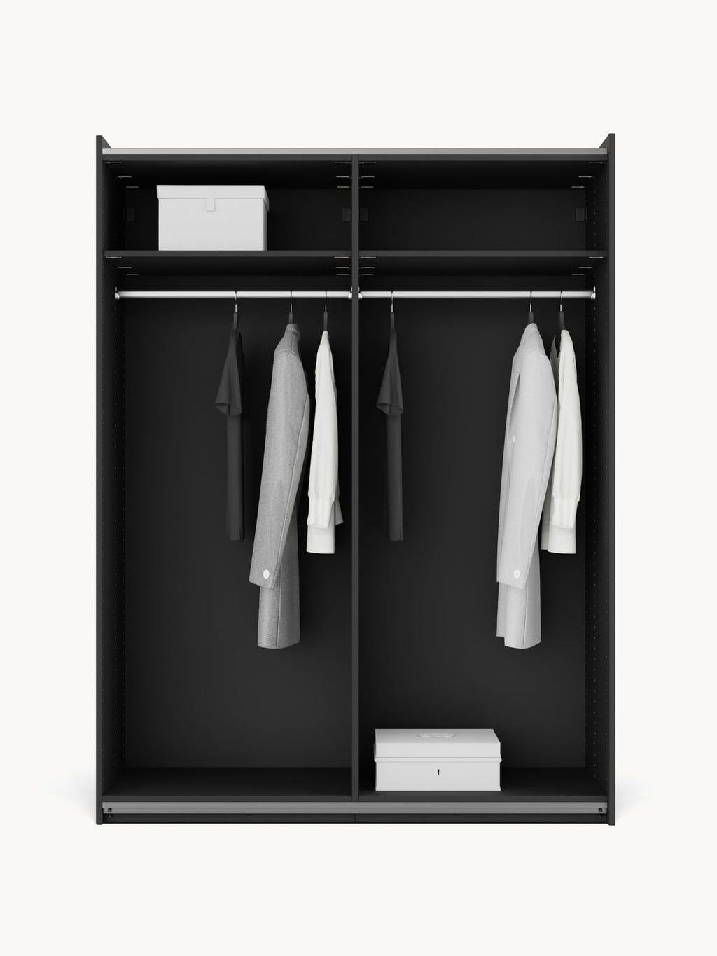 Leon Modular Sliding-Door Wardrobe, 150 cm Width, in various sizes — Black