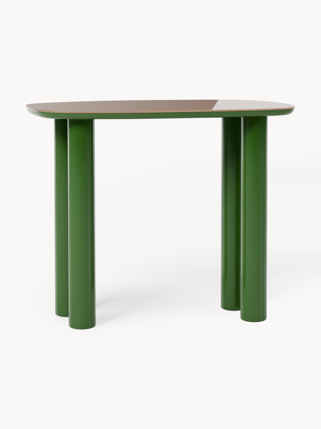 Beni Console Table with Glass Top — Taupe