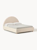 Ebba Teddy-Upholstered Bed — Light Grey