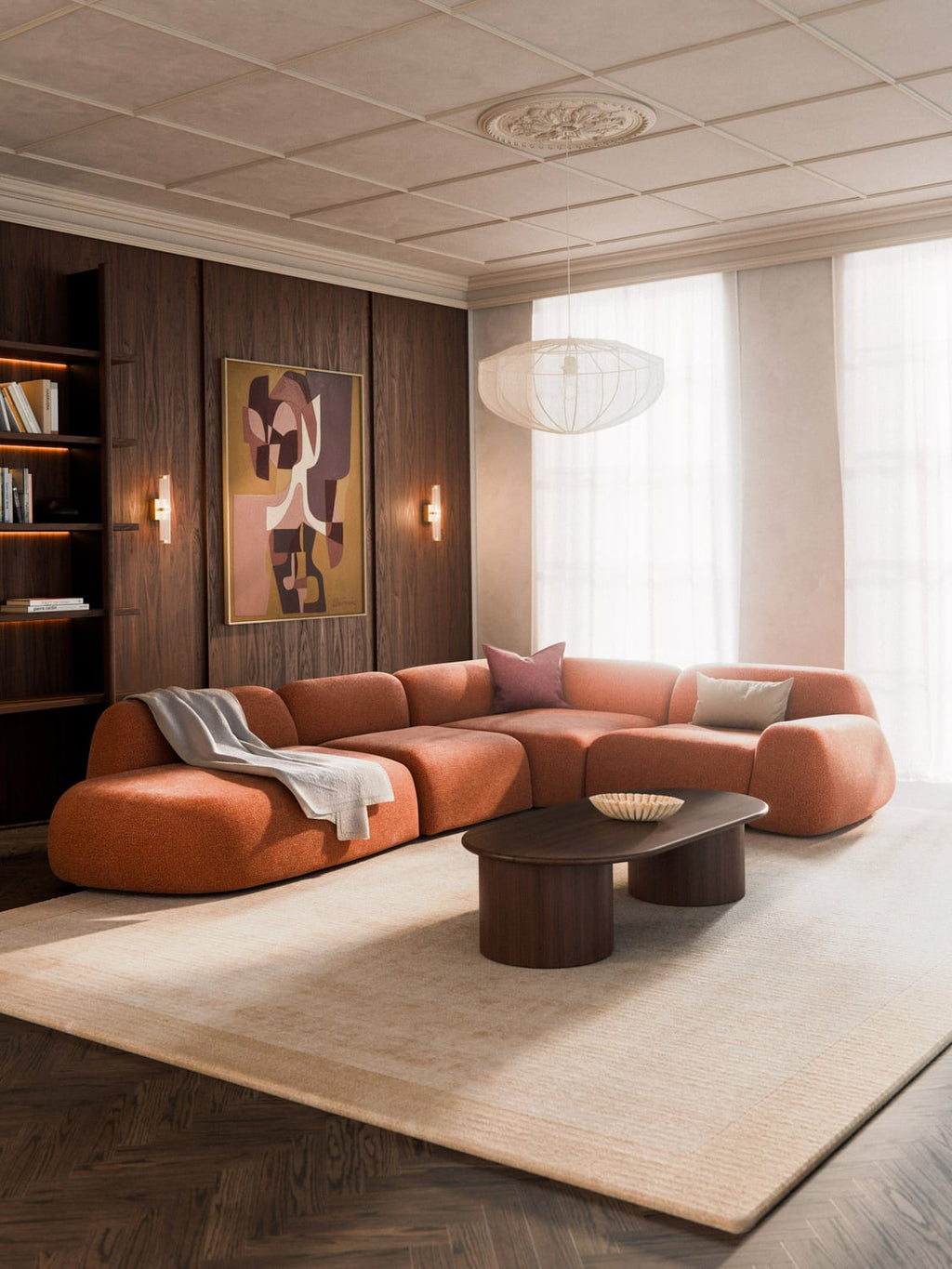 Wolke Modular XL Corner Sofa with Chaise Longue — Caramel