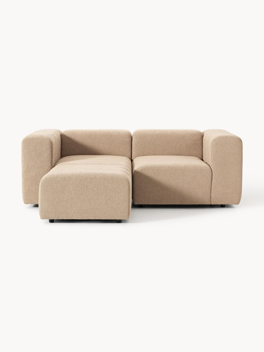 Lena Modular Bouclé Sofa (3-seater) with Ottoman (left/right) — Warm Grey