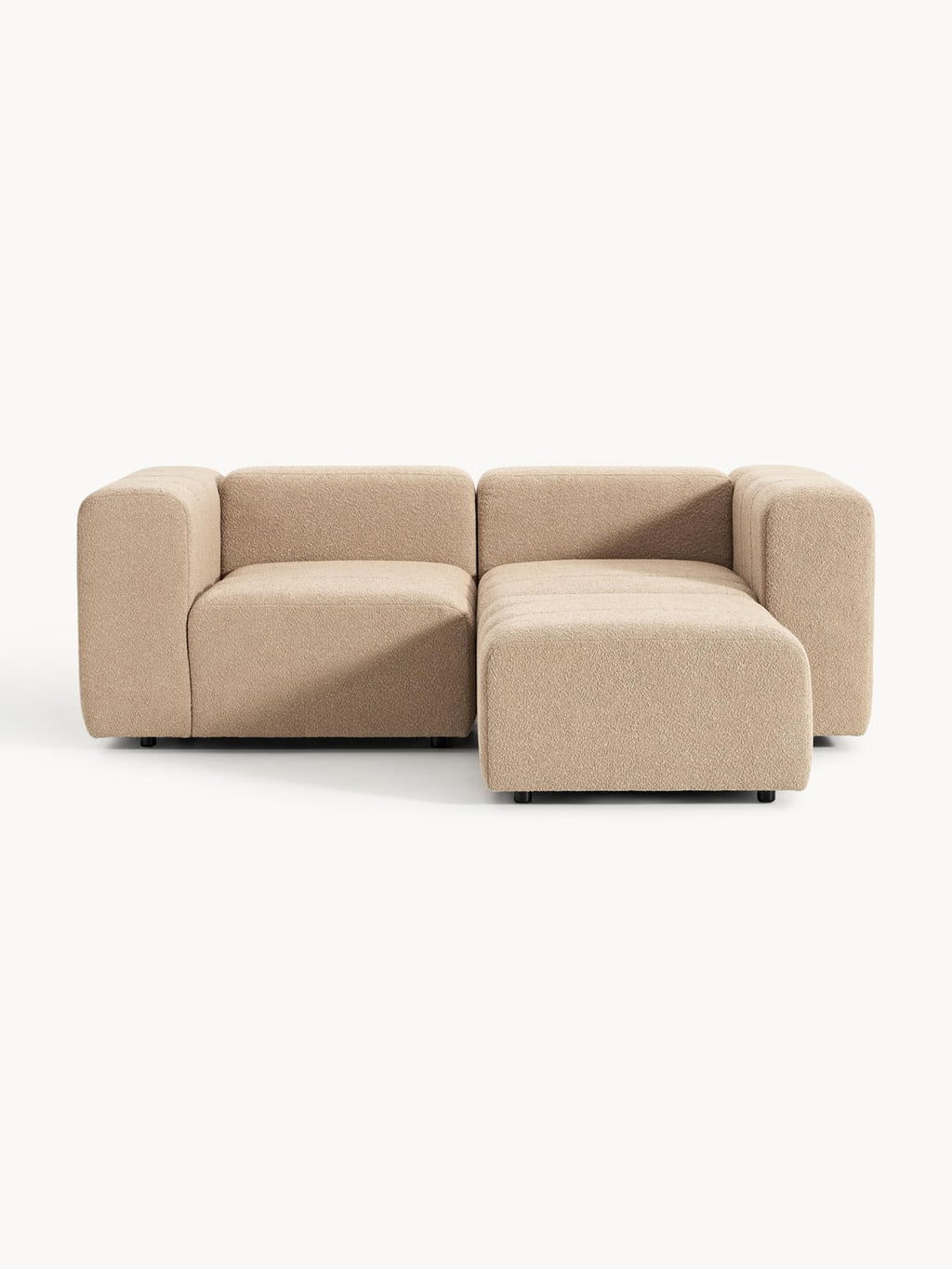 Lena Modular Bouclé Sofa (3-seater) with Ottoman (left/right) — Warm Grey
