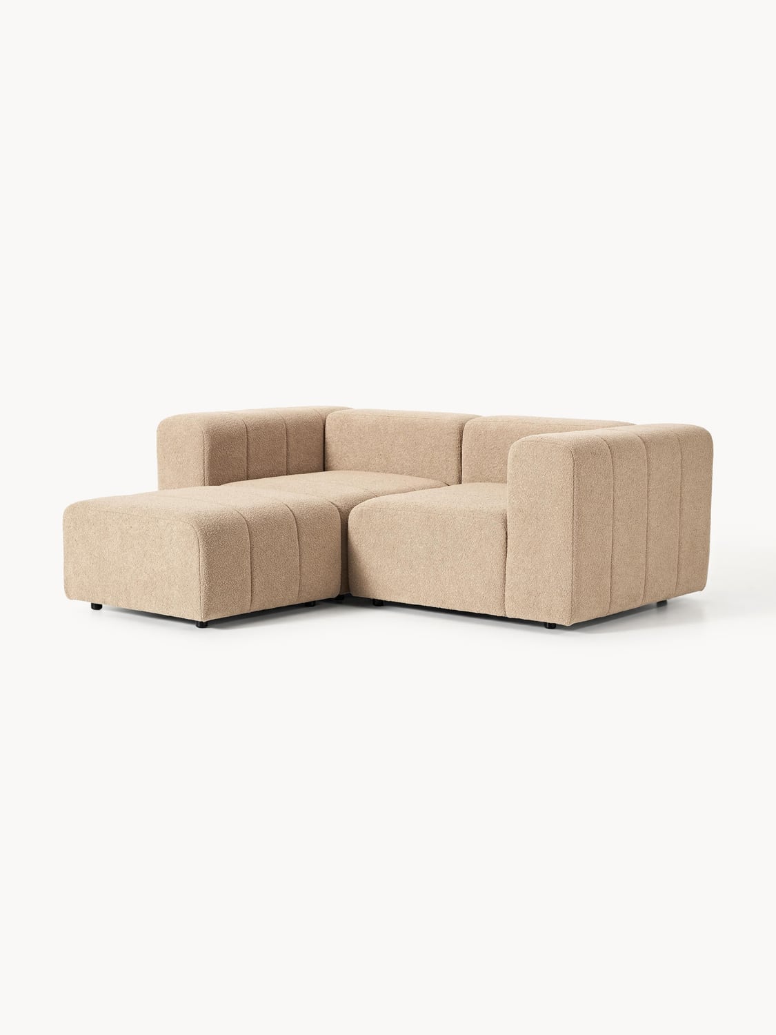Lena Modular Bouclé Sofa (3-seater) with Ottoman (left/right) — Warm Grey