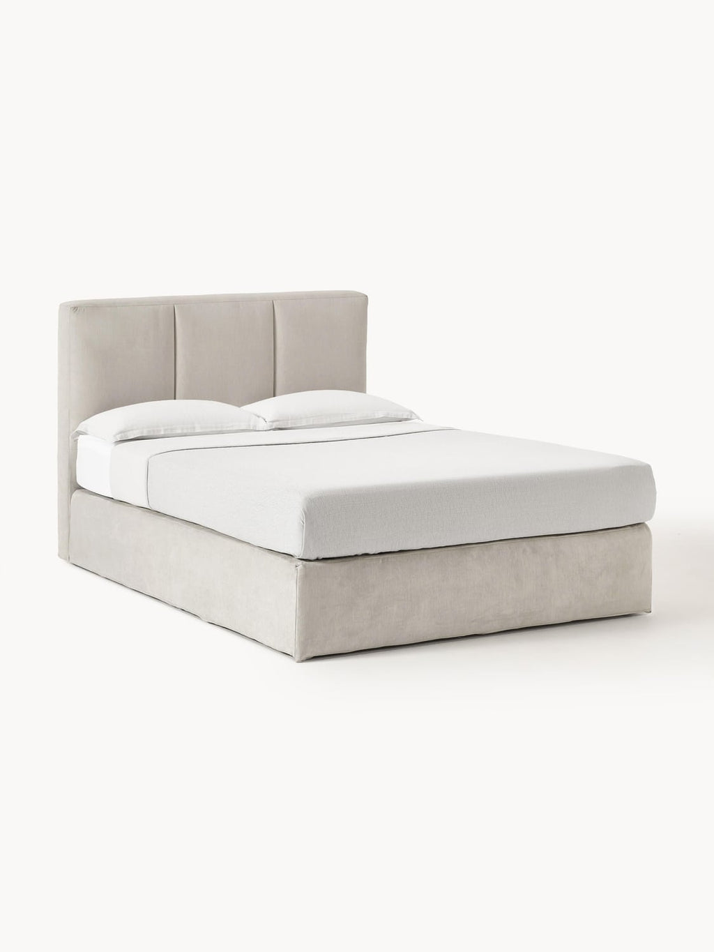 Oberon Box-Spring Bed — Light Grey