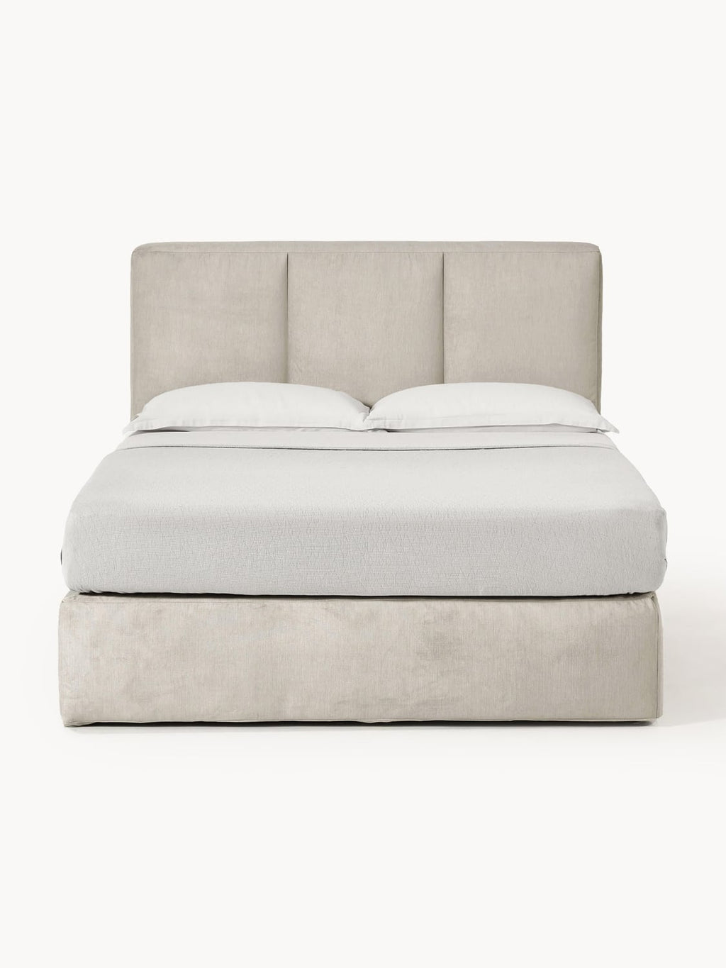 Oberon Box-Spring Bed — Light Grey